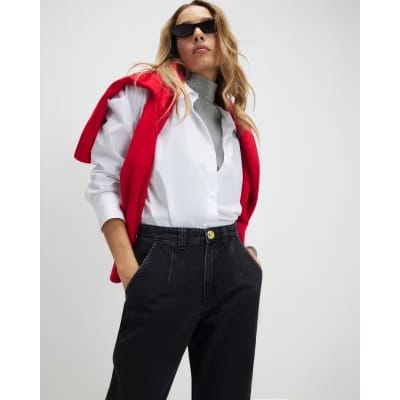 Black High Waisted Tapered Jeans