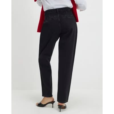 Black High Waisted Tapered Jeans