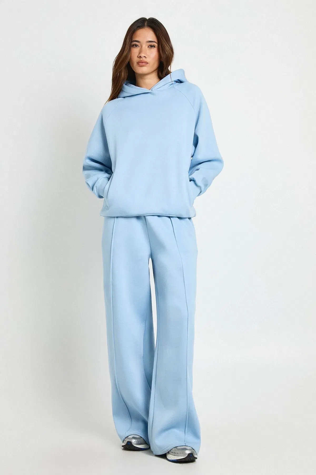 Oversized Hoodie And Pintuck Straight Leg Jogger Tracksuit