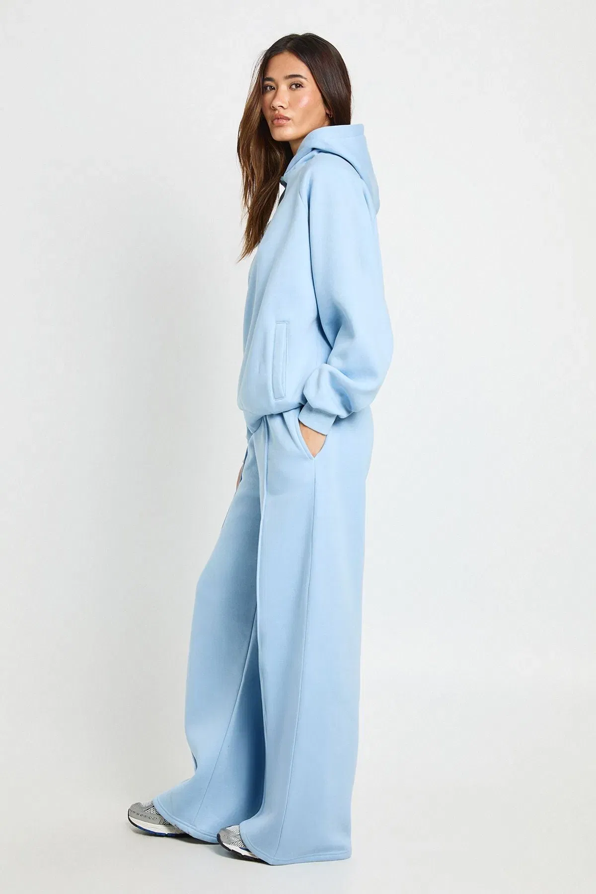 Oversized Hoodie And Pintuck Straight Leg Jogger Tracksuit
