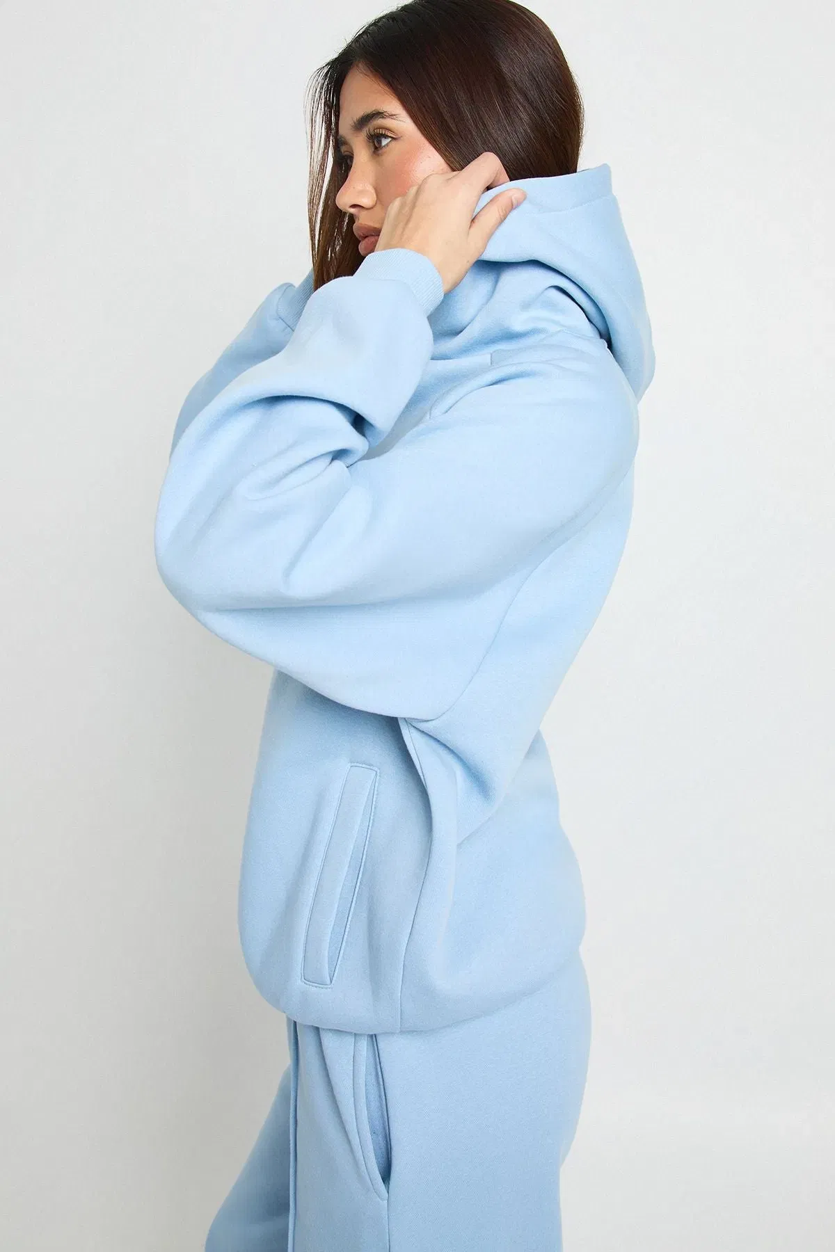 Oversized Hoodie And Pintuck Straight Leg Jogger Tracksuit