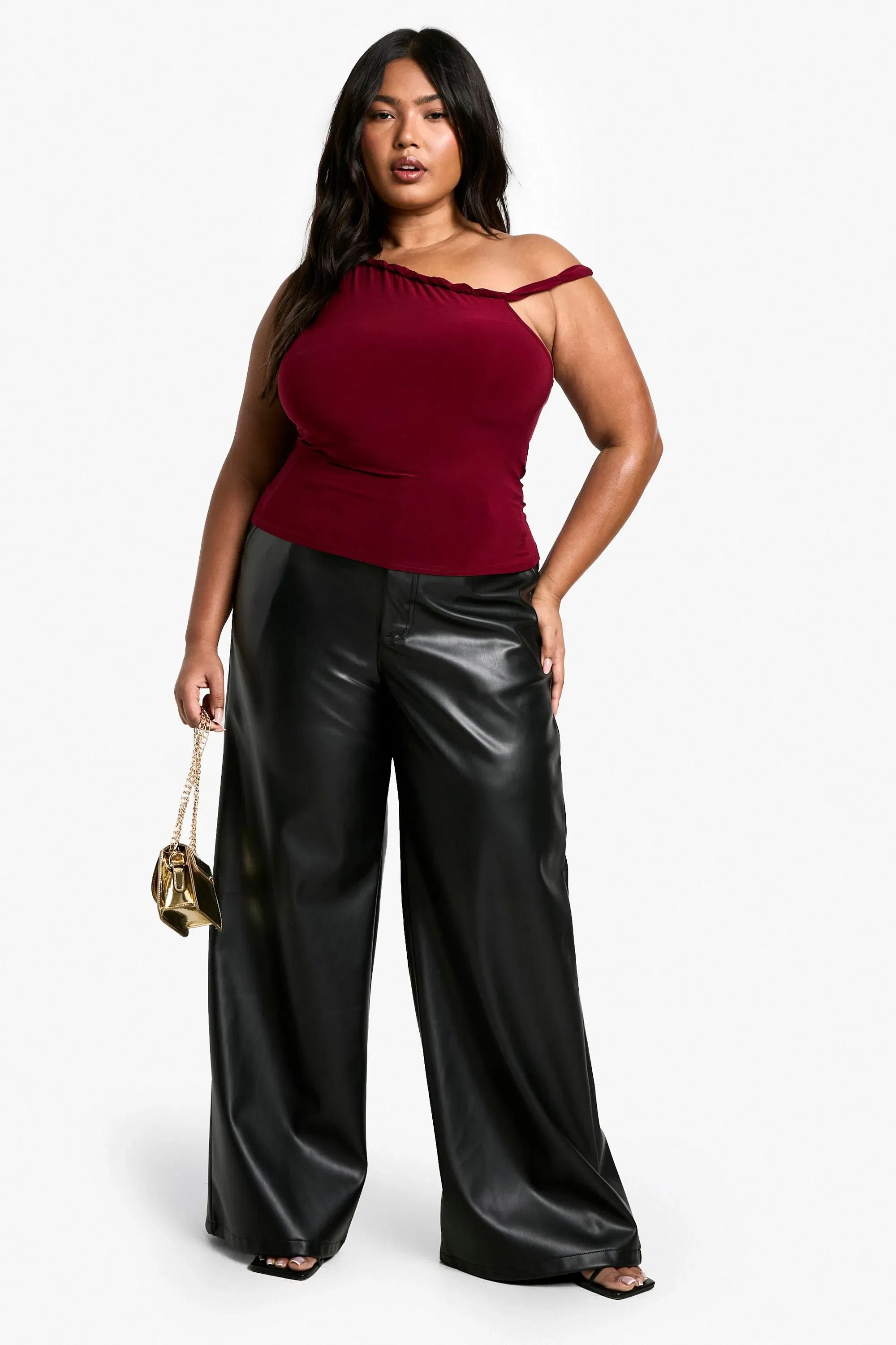 Plus Asymmetric Knot Detail off Shoulder Top