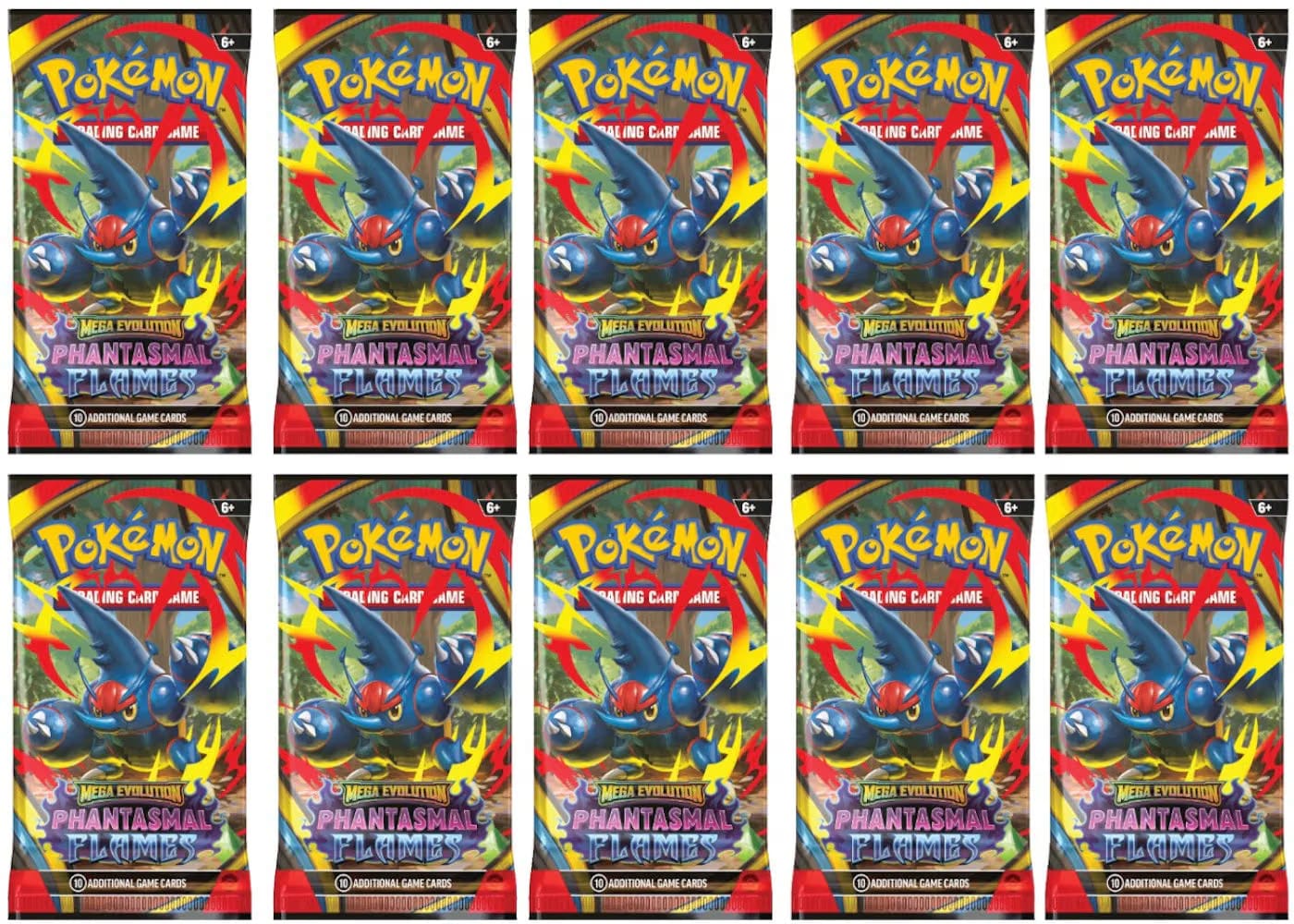 2025 Pokemon Mega Evolution Phantasmal Flames Mega Heracross Booster Pack 10X Lot