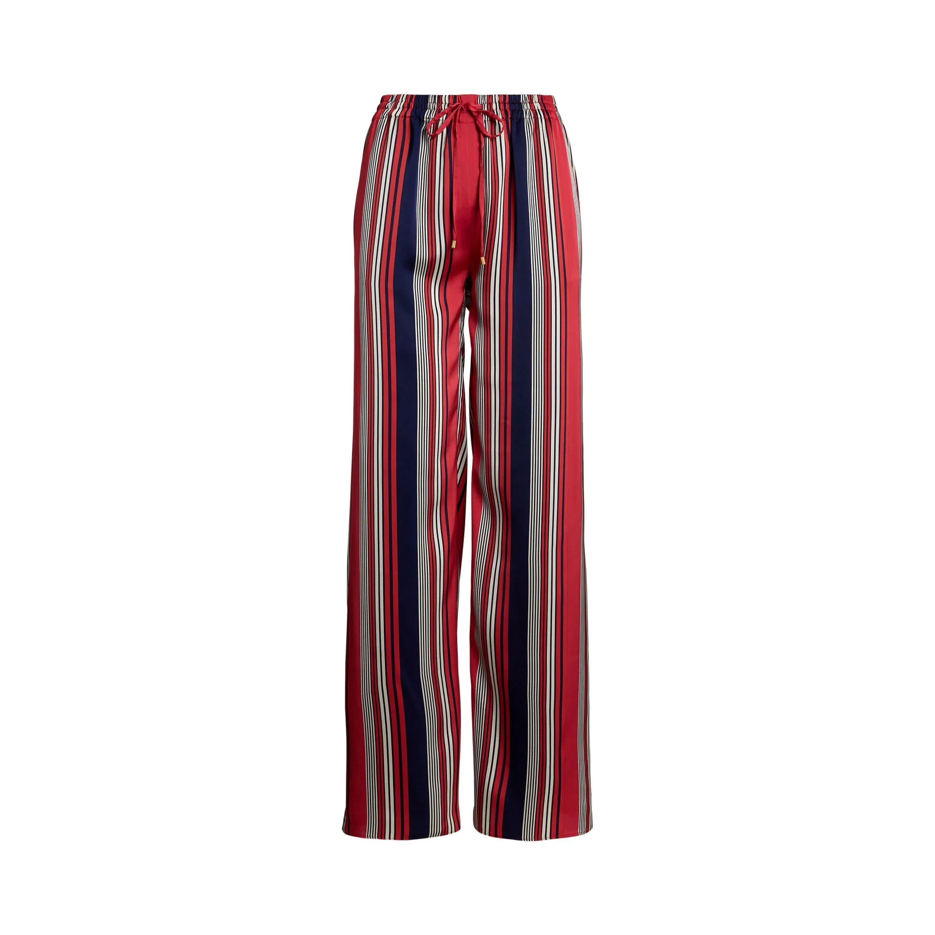 Striped Charmeuse Wide-Leg Trousers