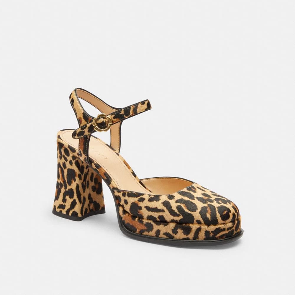 Tea Rose Pump With Leopard Print