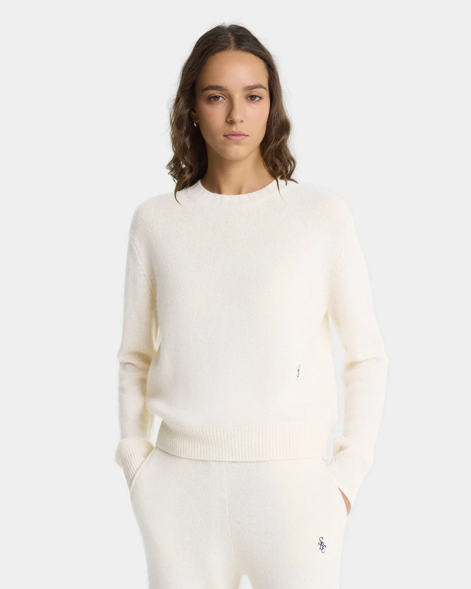 SRC Cashmere Sweater - Ecru/Navy