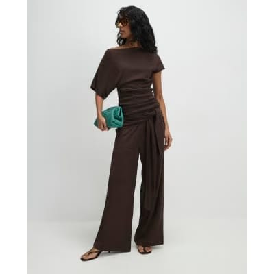 Brown Tie Waist Trousers