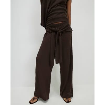 Brown Tie Waist Trousers
