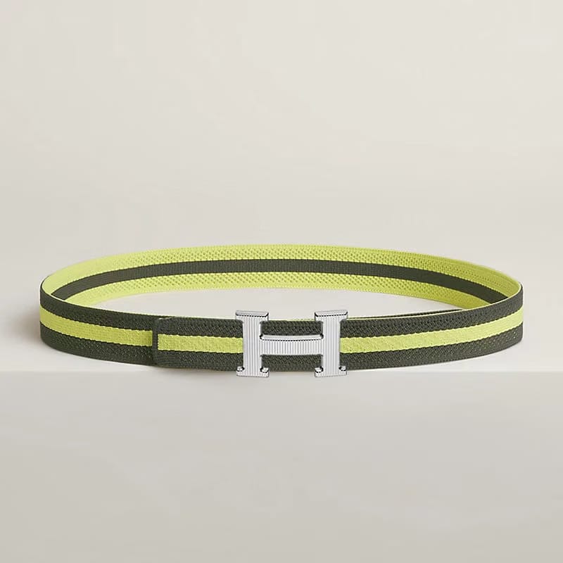 H Guillochee belt buckle & Team band 32 mm