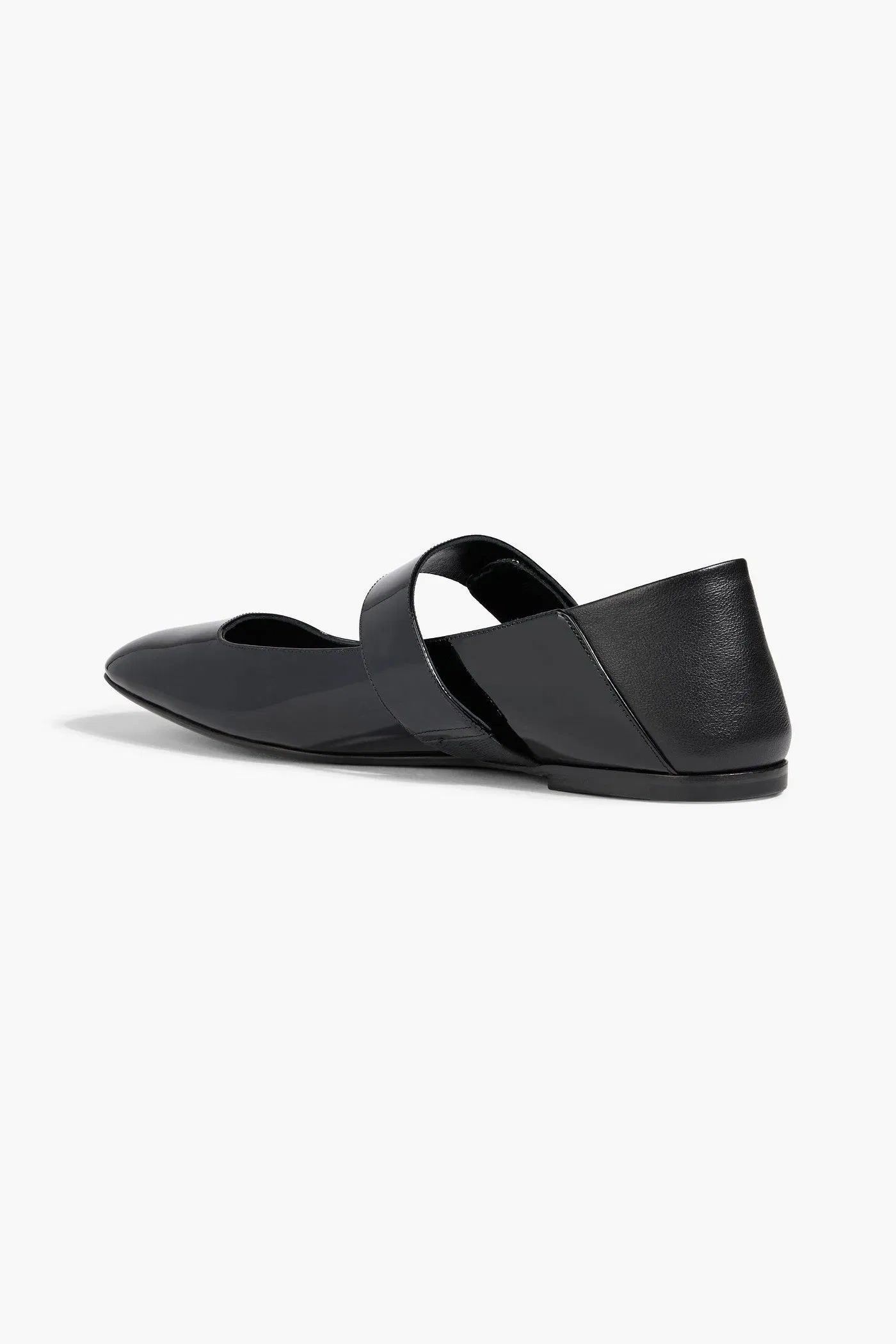 Valentino Garavani Vlogo Locker Patent-Leather Mary Jane Flats Black Women's