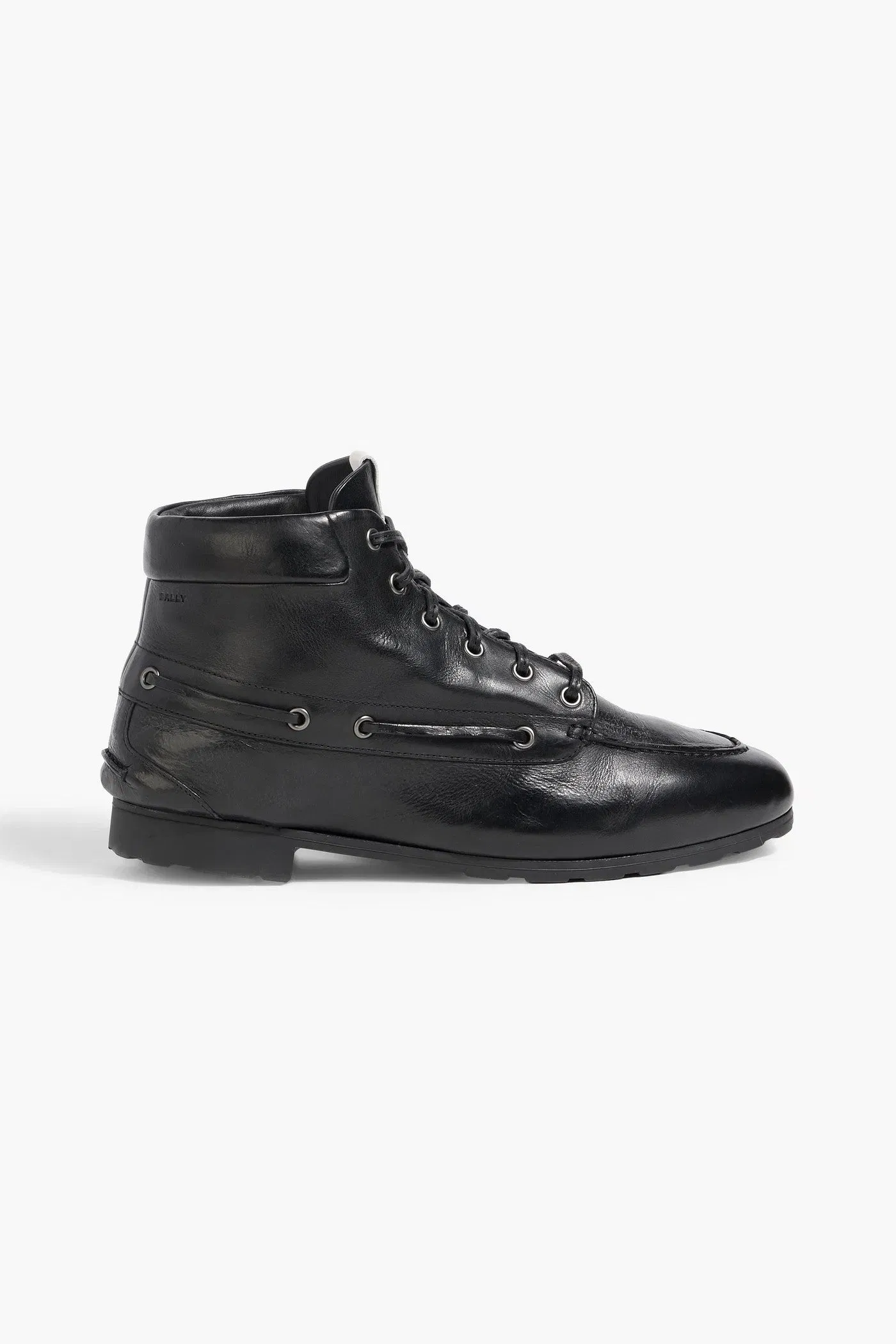 Bally Paphos Leather Combat Boots Black Women's