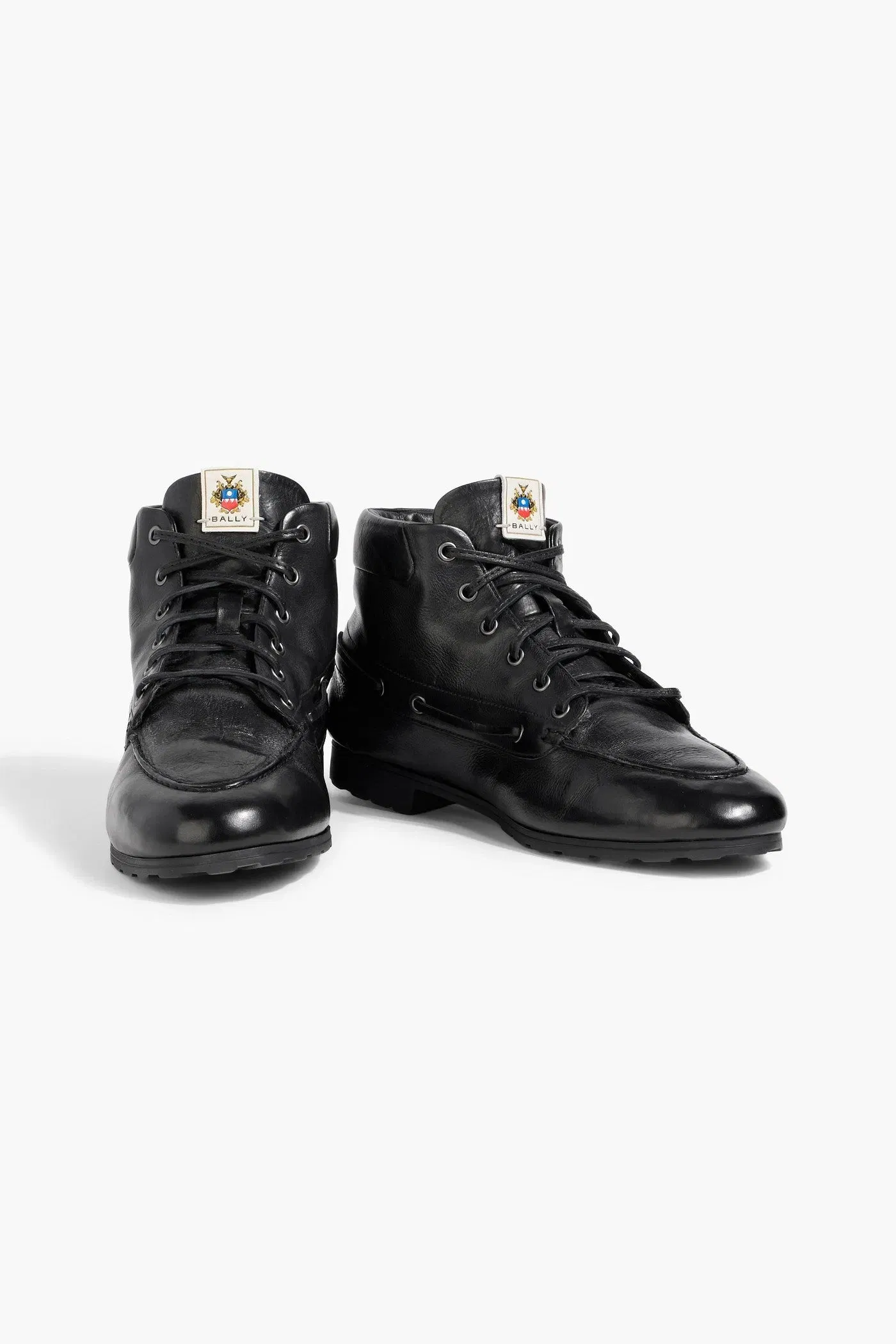 Bally Paphos Leather Combat Boots Black Women's