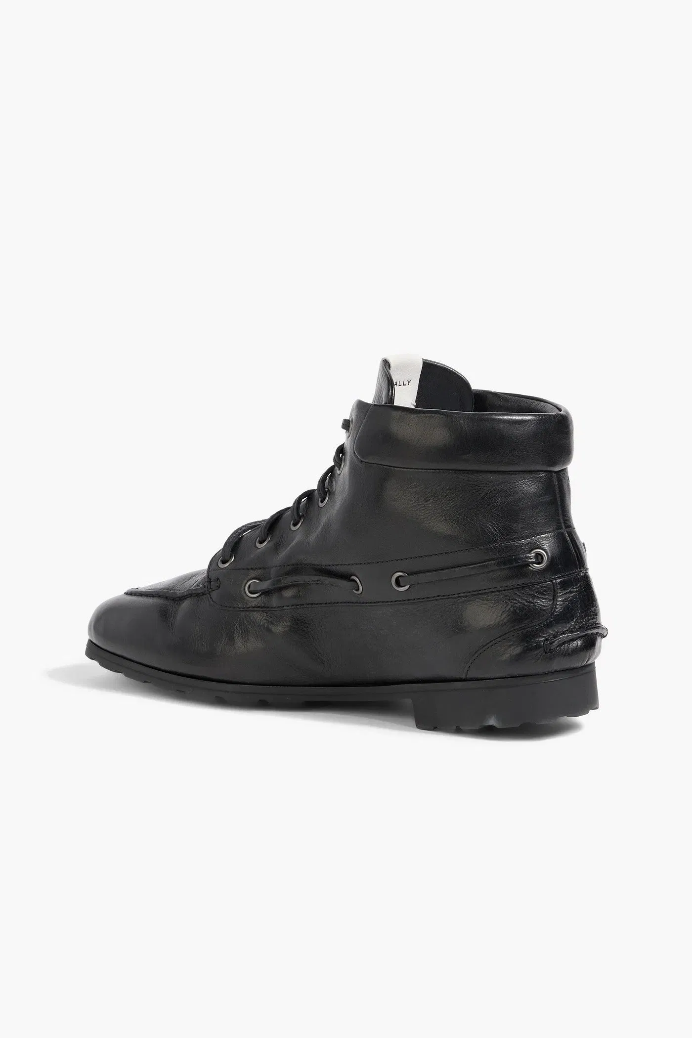 Bally Paphos Leather Combat Boots Black Women's