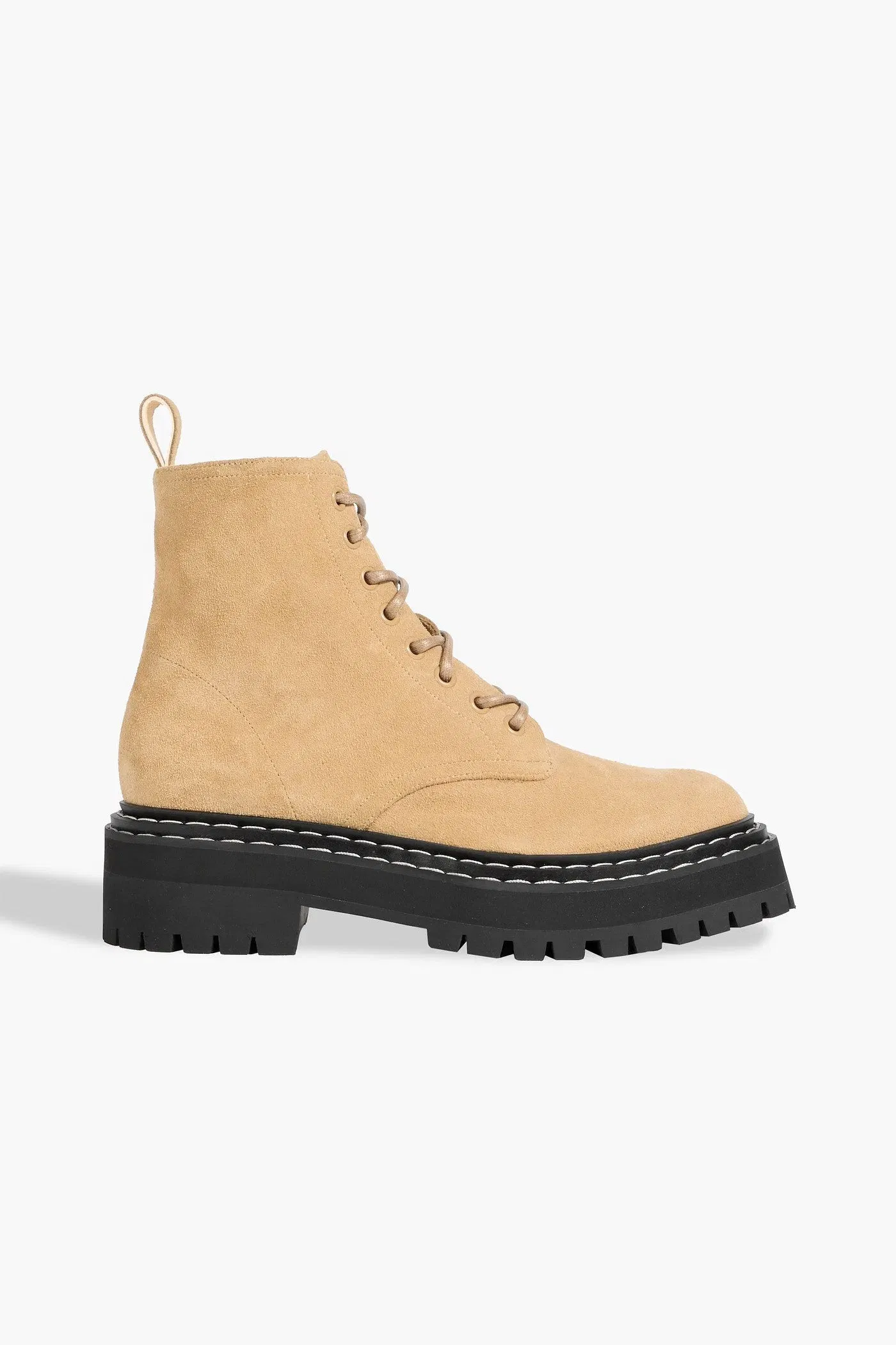 Proenza Schouler Suede Combat Boots Beige Women's