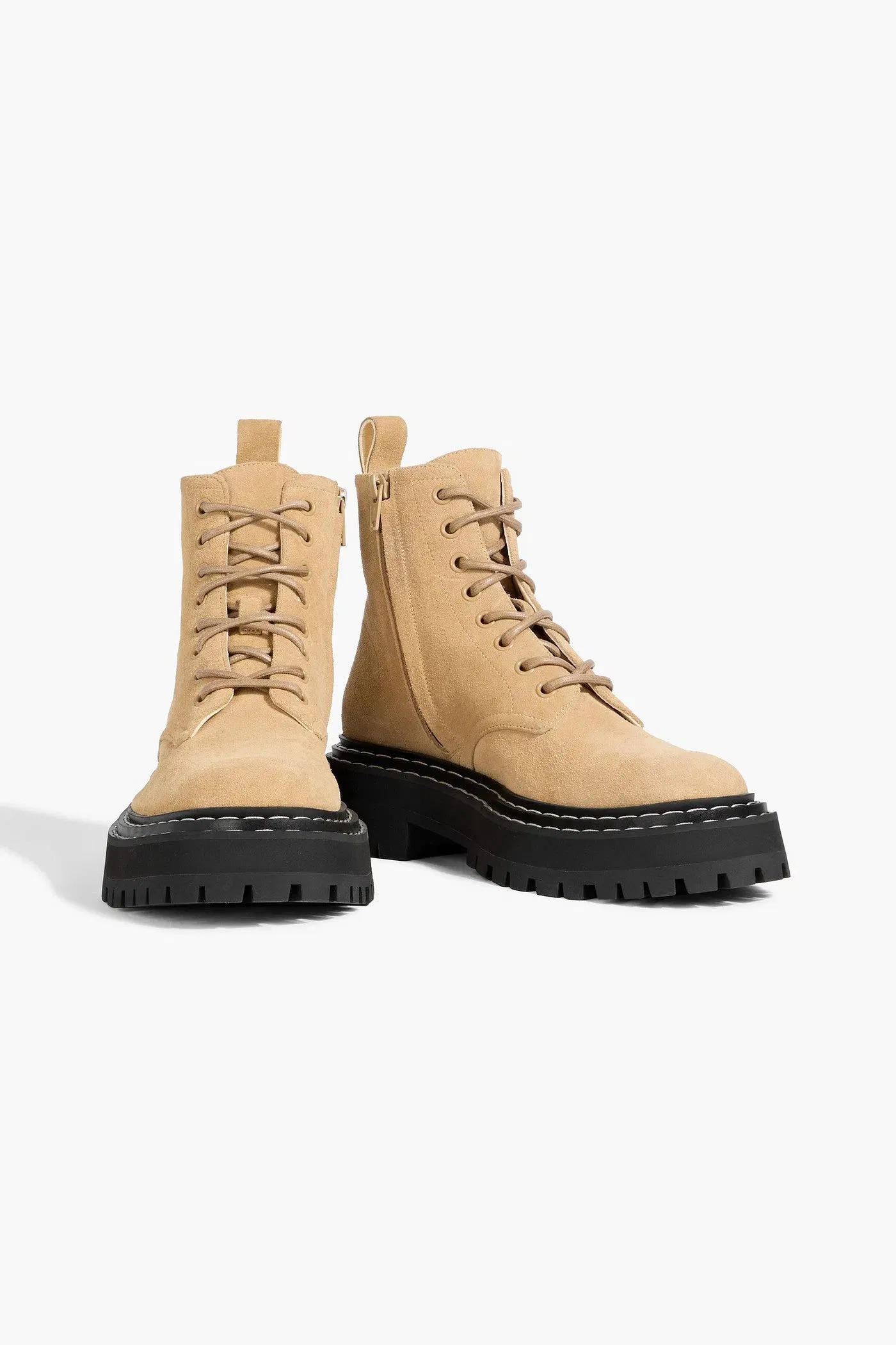 Proenza Schouler Suede Combat Boots Beige Women's