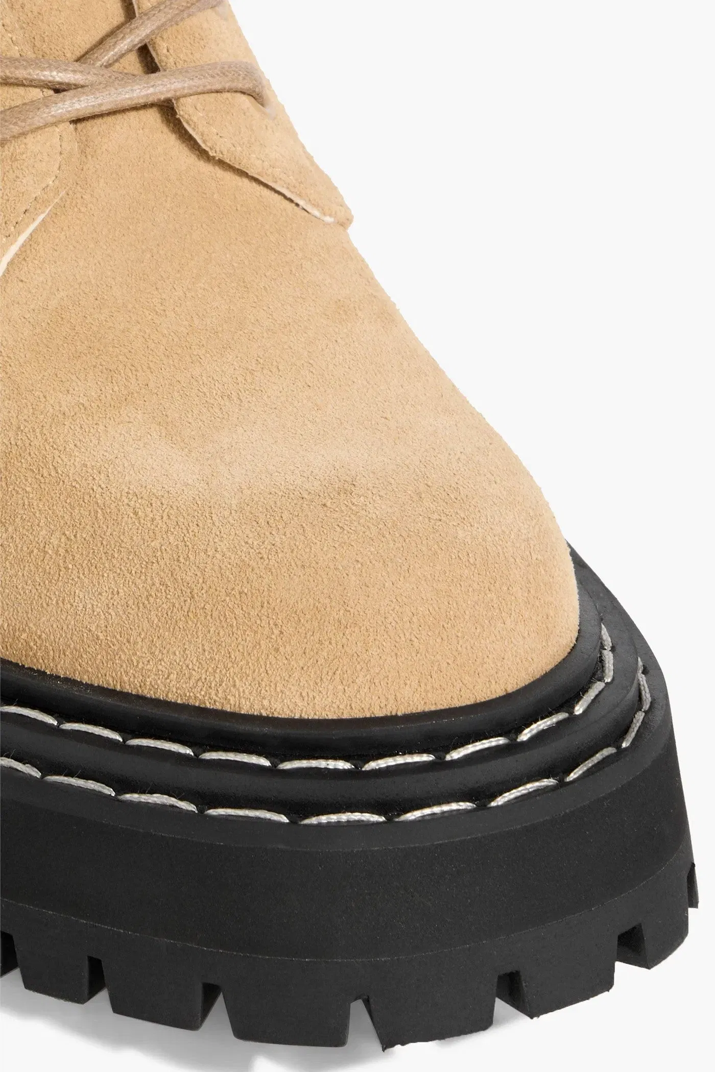 Proenza Schouler Suede Combat Boots Beige Women's