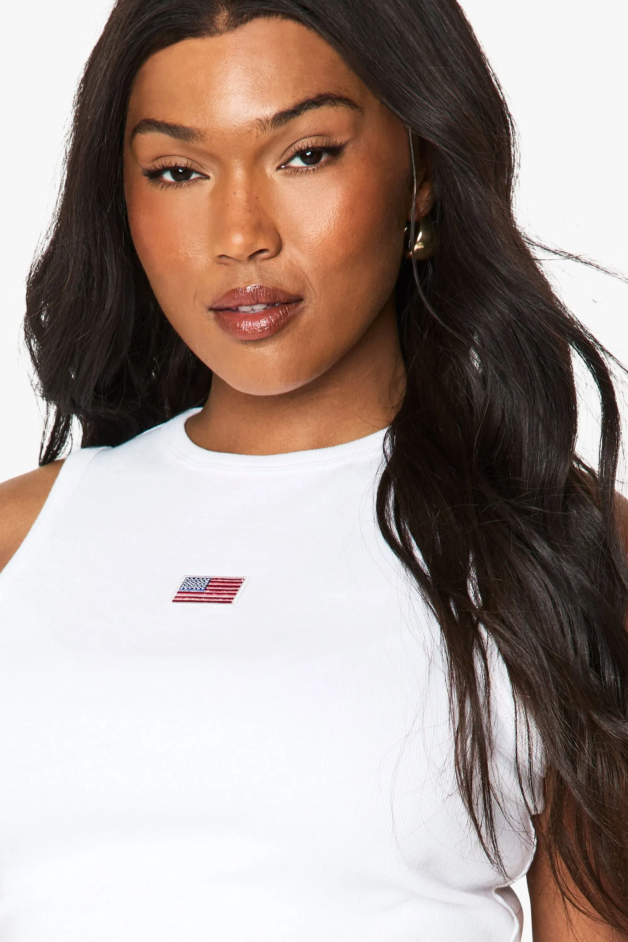 Plus American Flag Racer Top