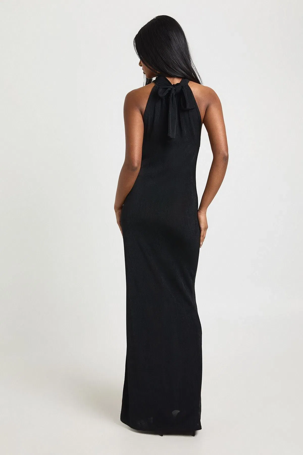 Acetate Slinky Halterneck Midi Dress
