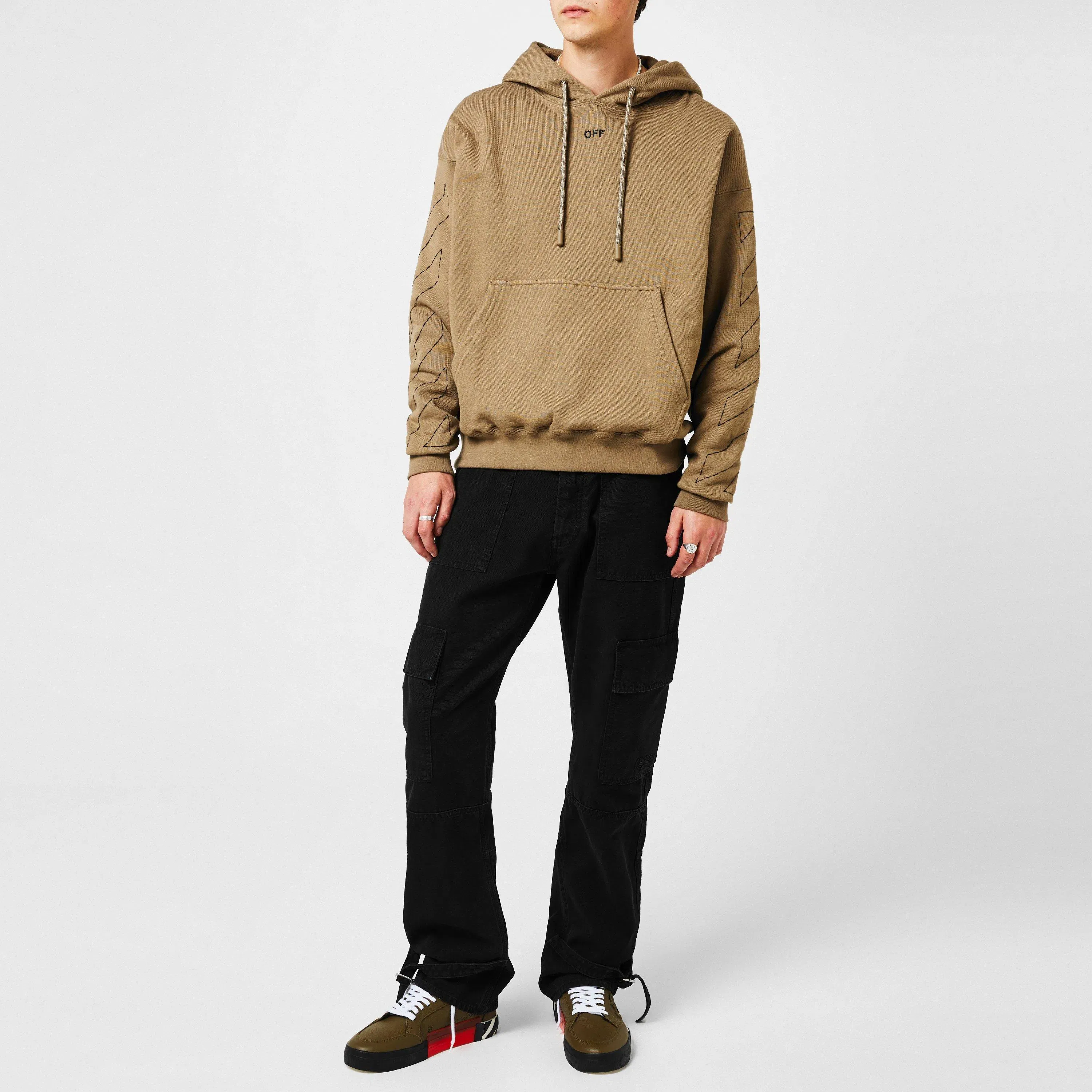 -Stitch Cotton Long Sleeve Pull Over Hoodie
