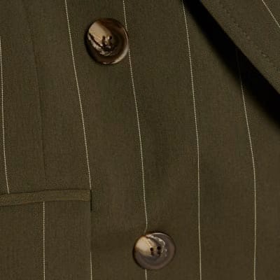 Green pinstripe wide leg trousers