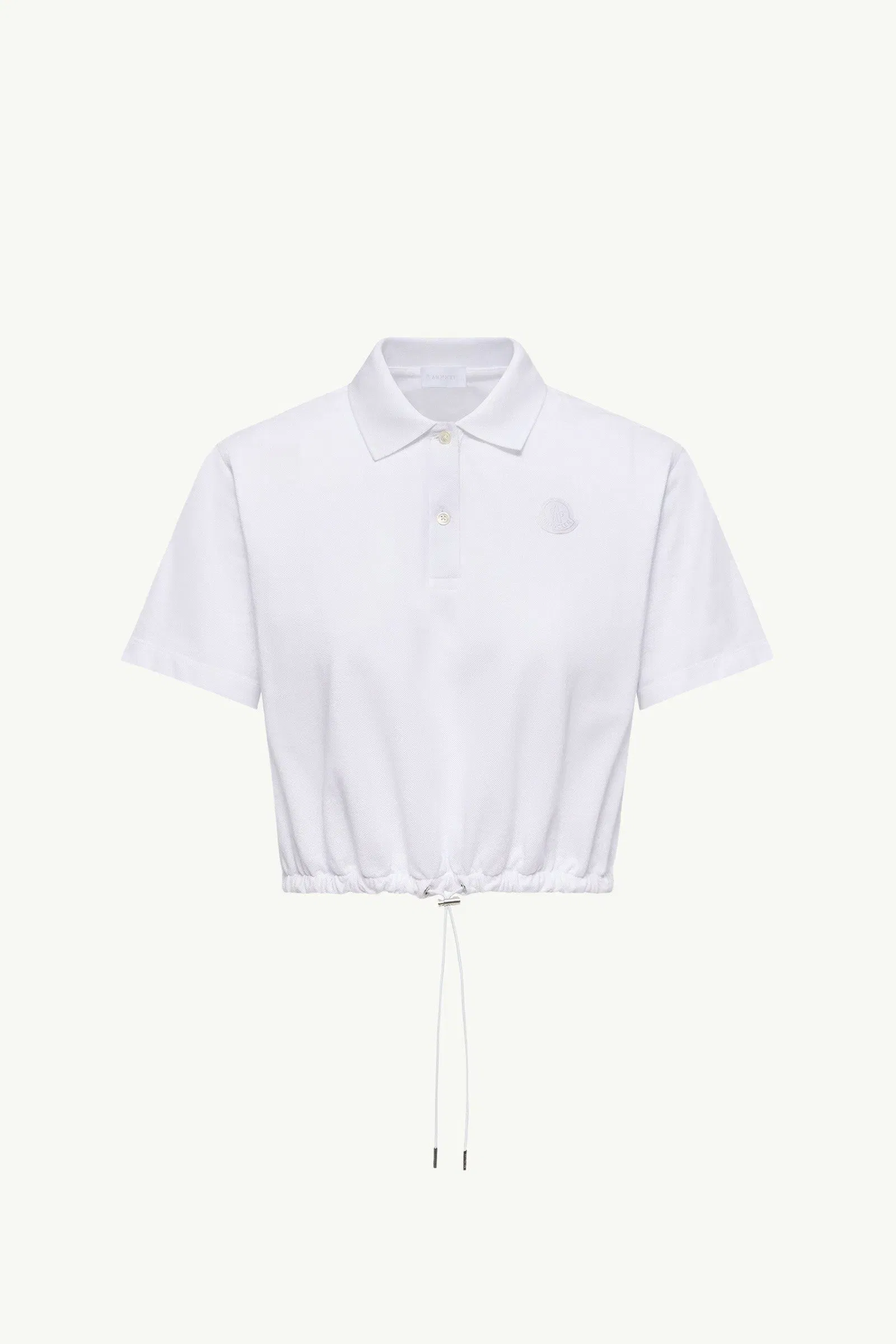 Moncler Cropped Cotton Piquet Polo Shirt White White