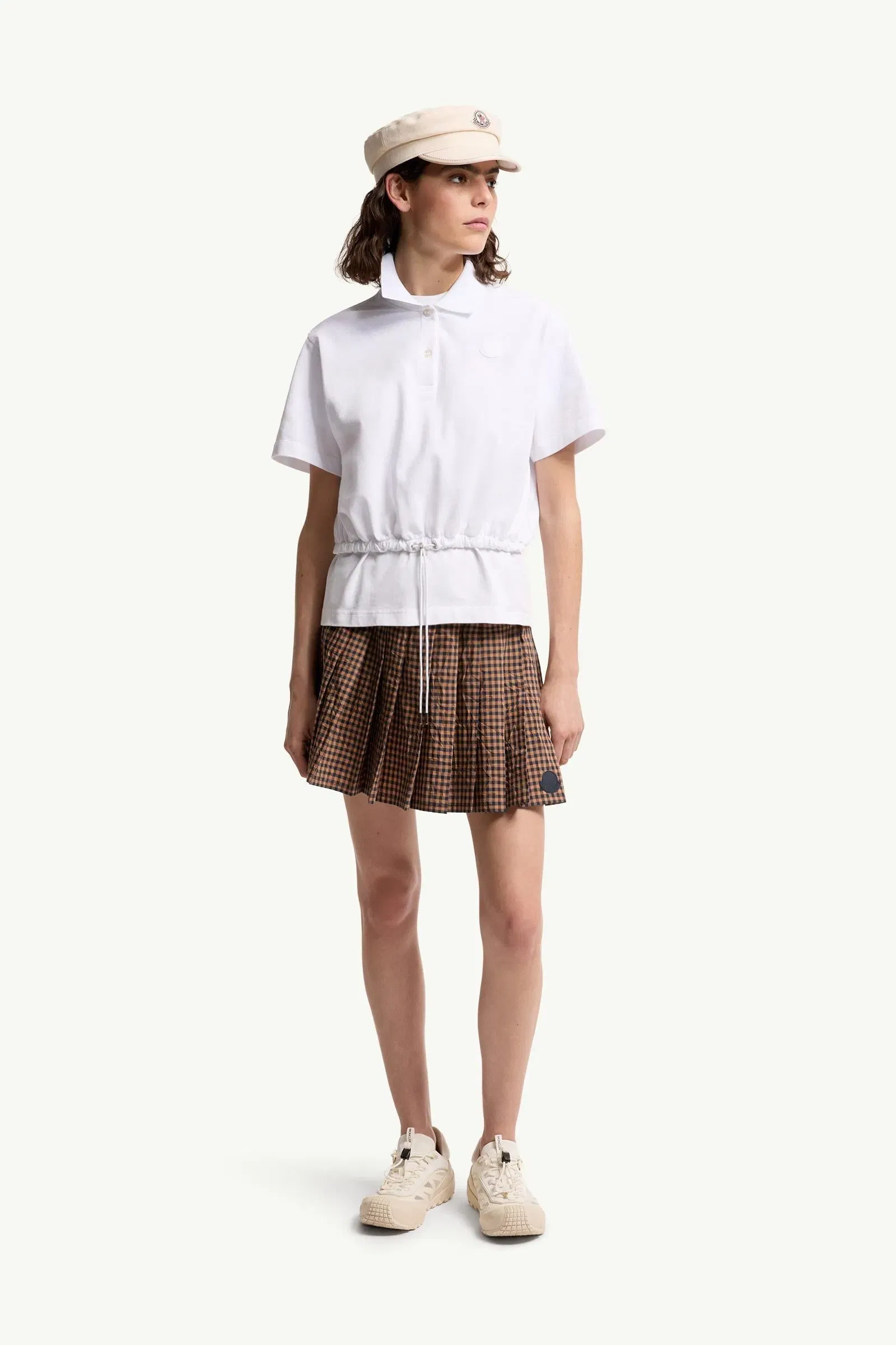 Moncler Cropped Cotton Piquet Polo Shirt White White