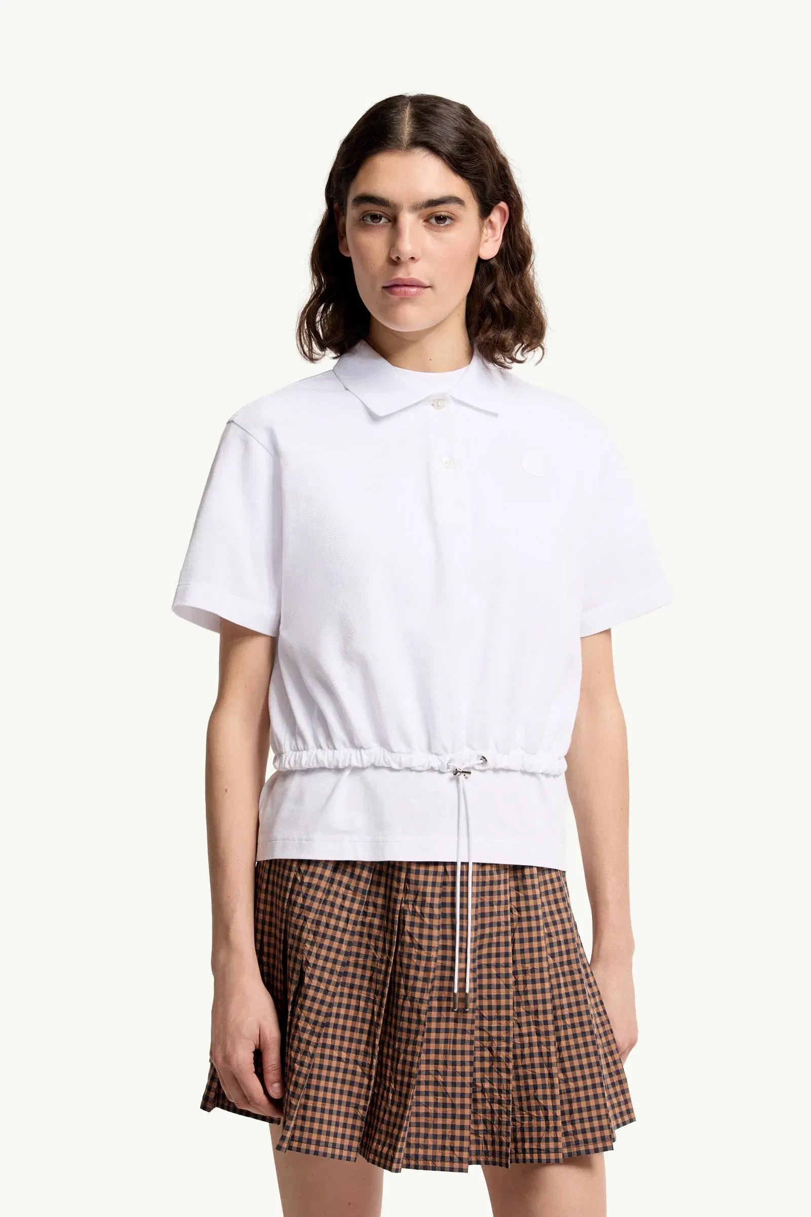 Moncler Cropped Cotton Piquet Polo Shirt White White