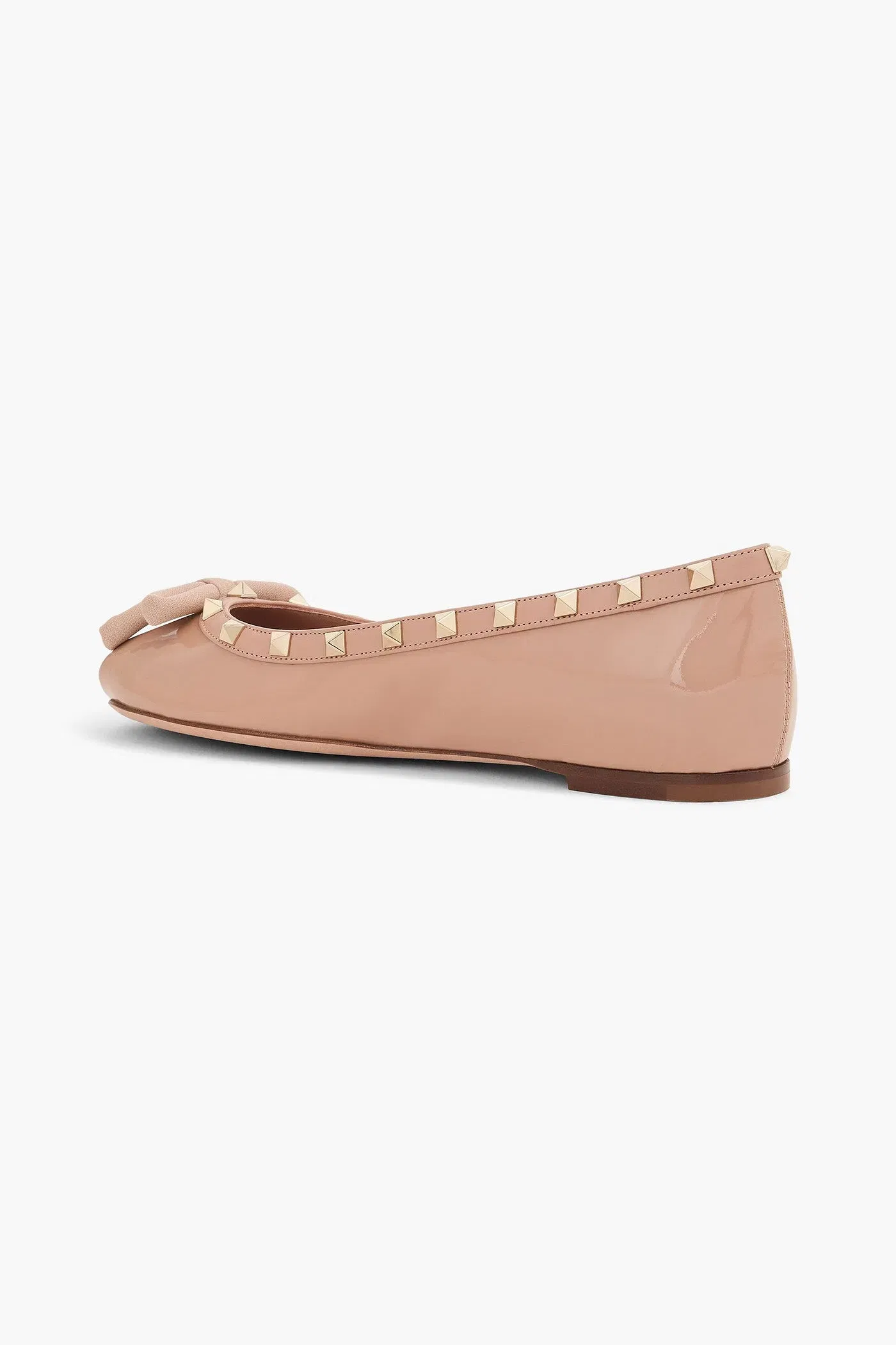 Valentino Garavani Rockstud Bow-Detailed Patent-Leather Ballet Flats Blush Women's