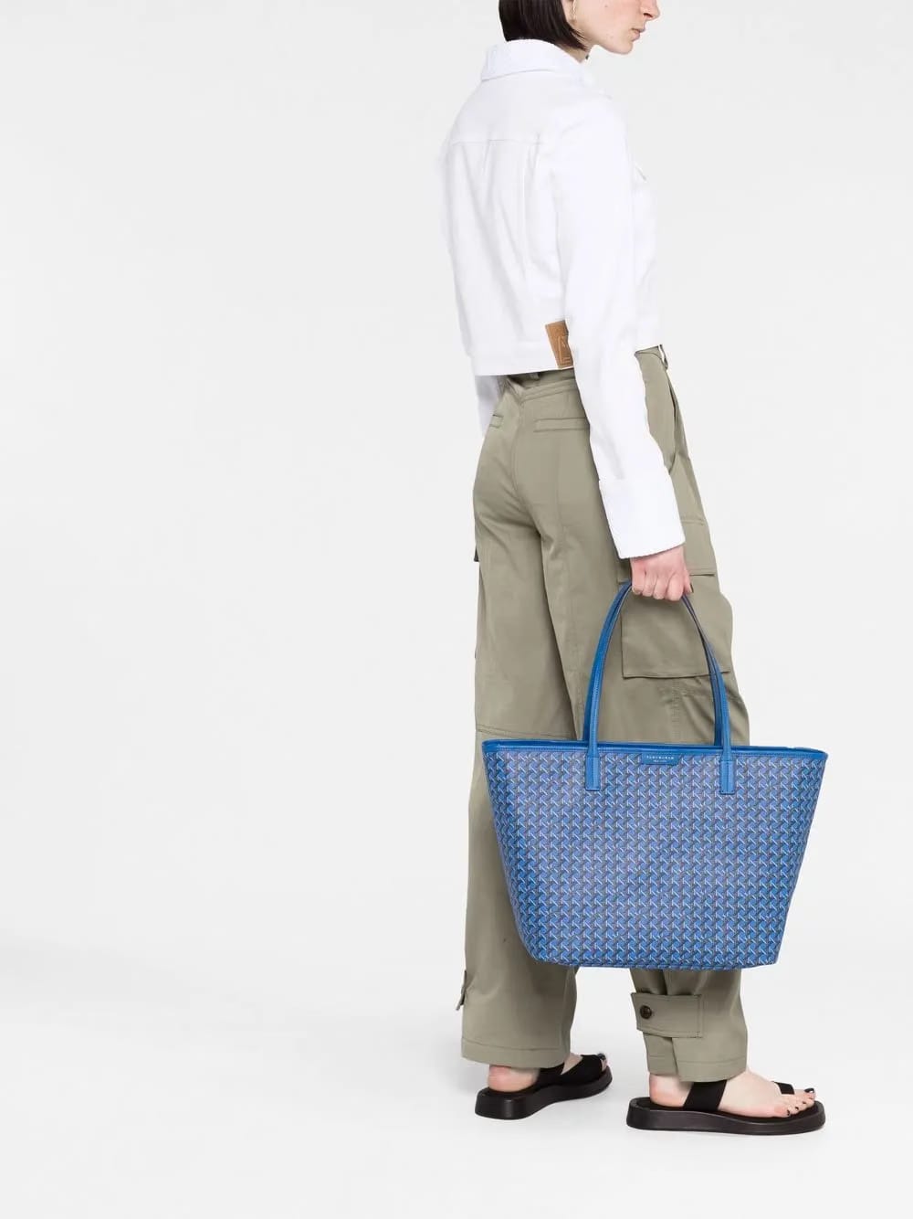 Basketweave-pattern tote bag