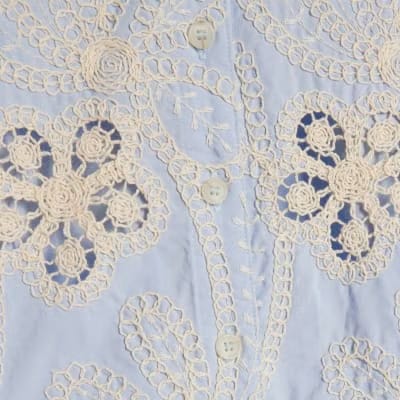 Blue Embroidered Crochet Shirt