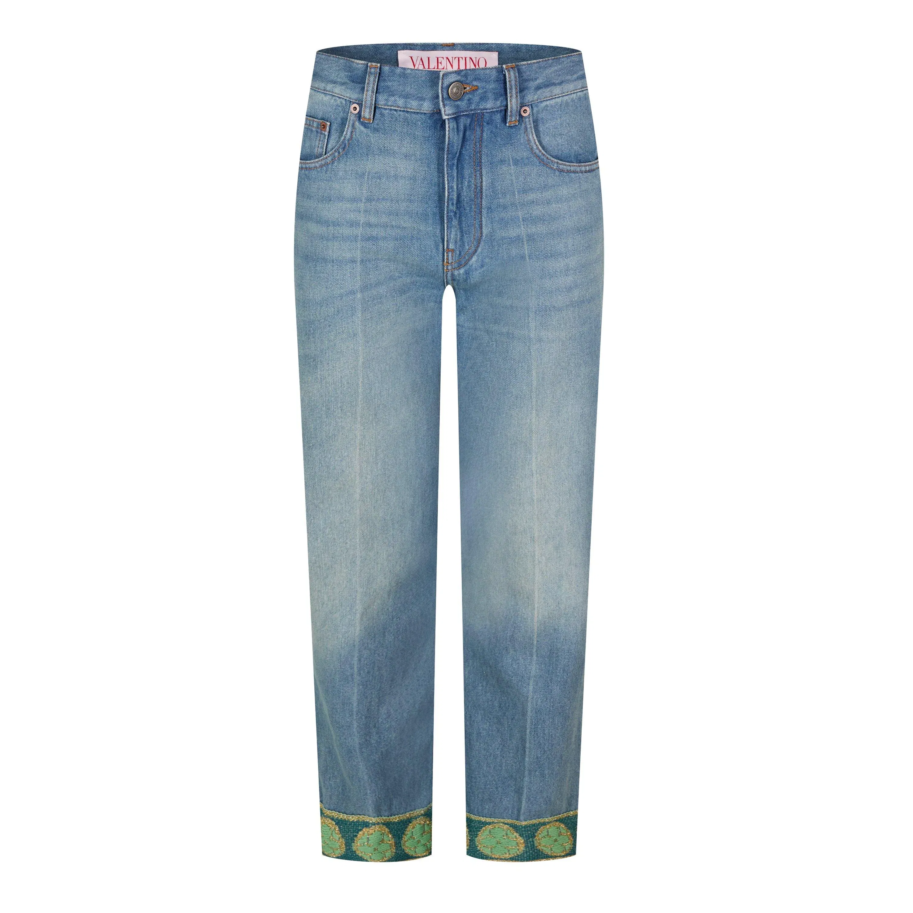 Patterned Straight Leg Jeans