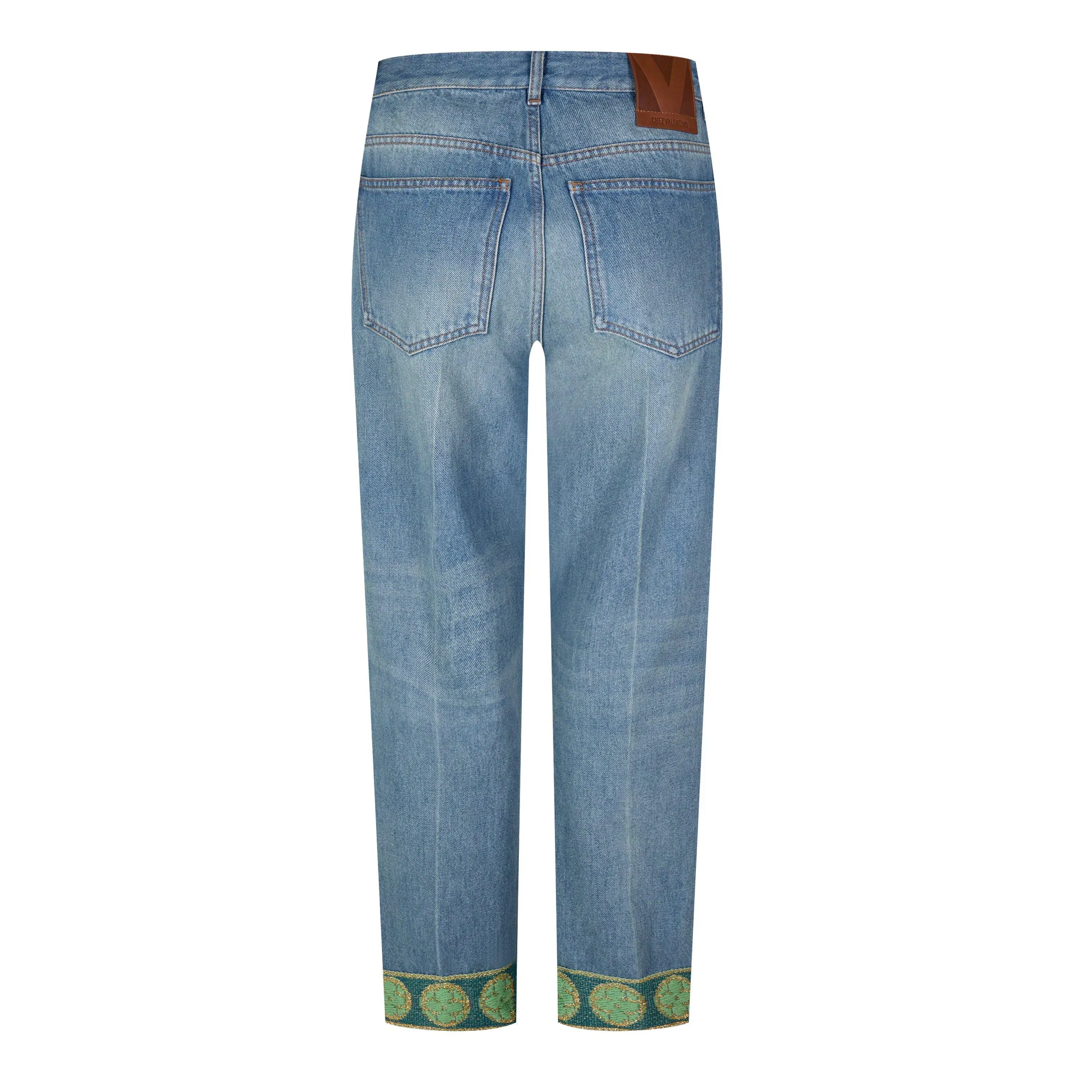 Patterned Straight Leg Jeans