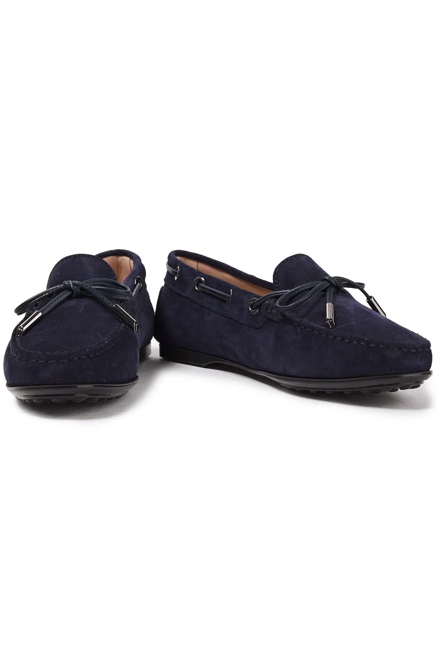 Tod's Heaven Lacetto Suede Loafers Navy Women's