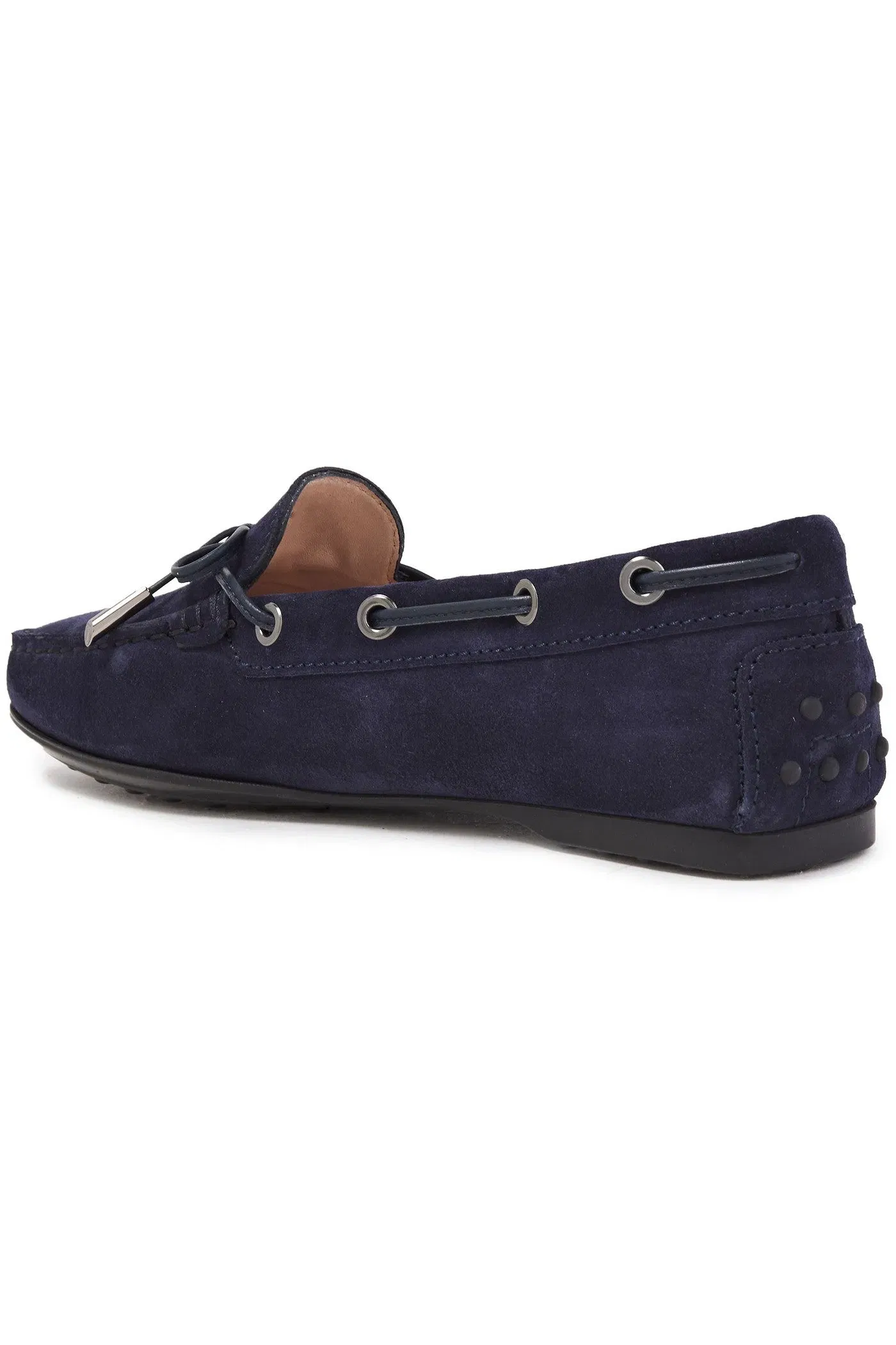 Tod's Heaven Lacetto Suede Loafers Navy Women's