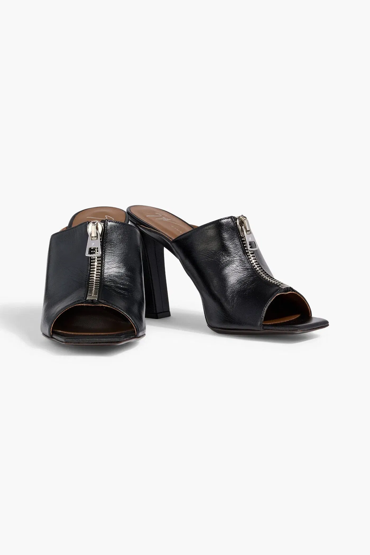 Giuseppe Zanotti Oraine 90 Zip-Detailed Leather Mules Black Women's