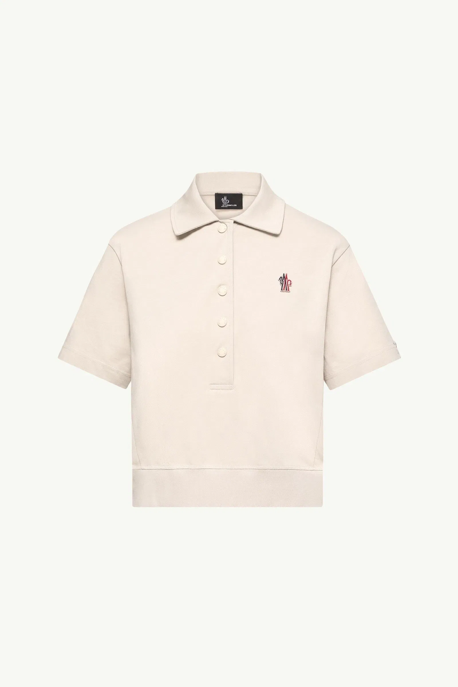 Moncler Logo Patch Cotton Polo Shirt White White