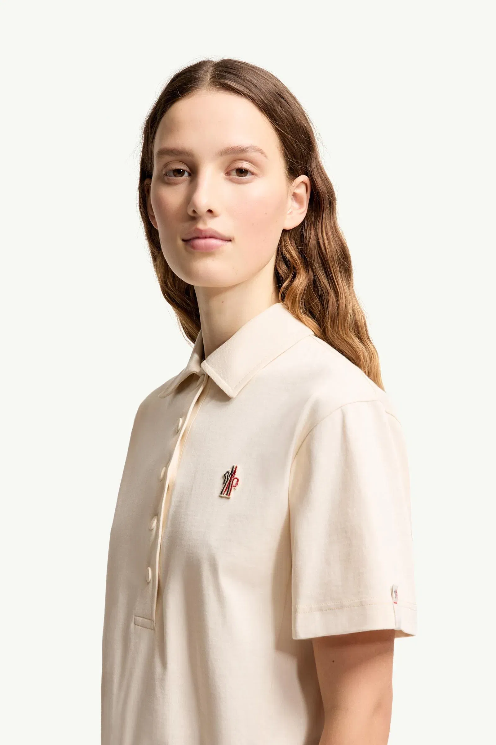 Moncler Logo Patch Cotton Polo Shirt White White