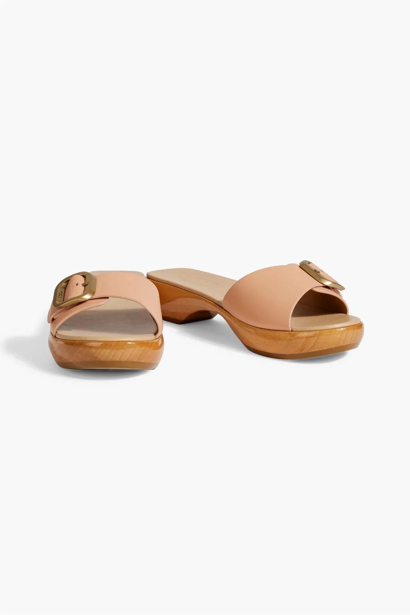 Tod's Buckled Leather Slides Neutral Women's