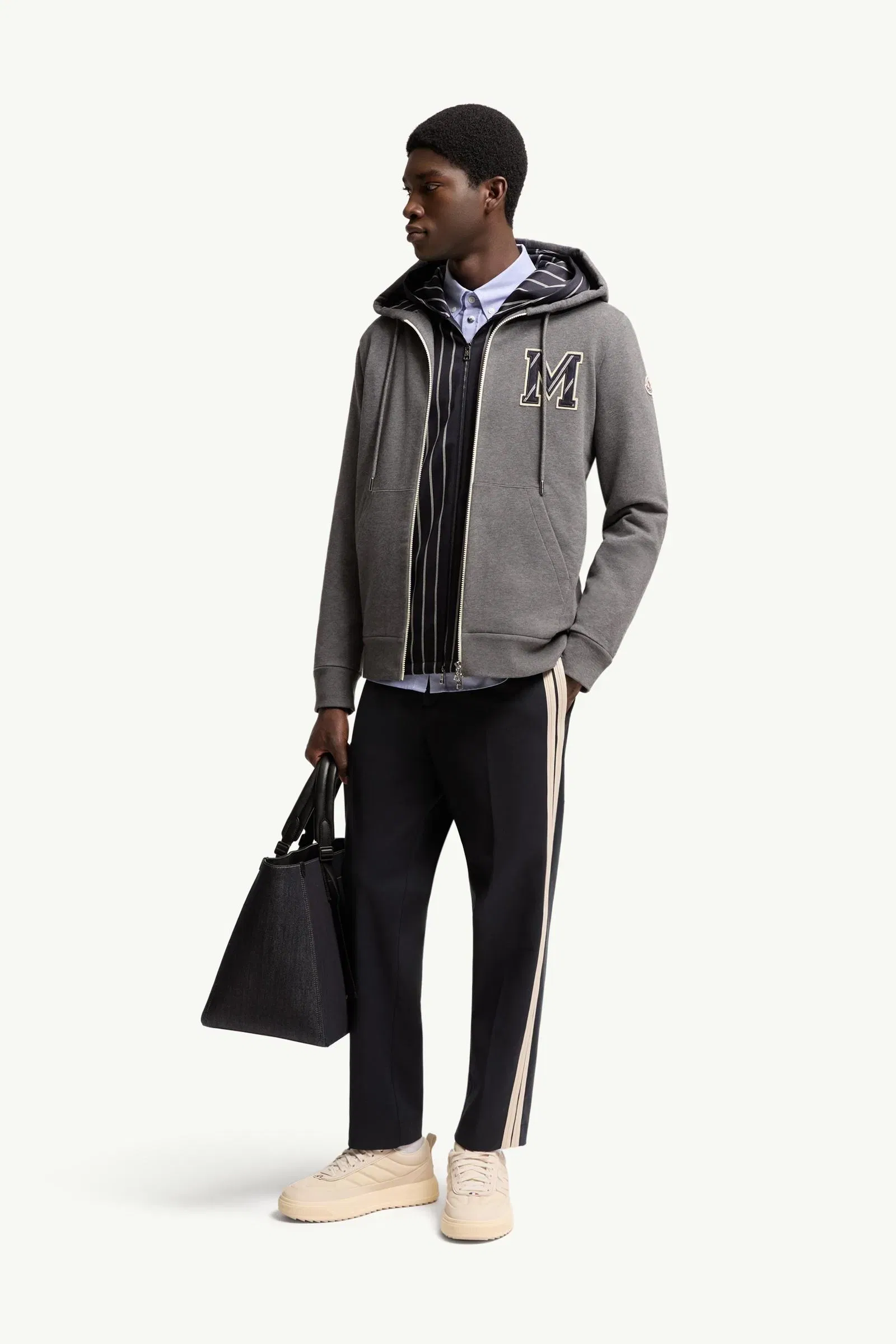 Moncler Monogram Cotton Zip-Up Hoodie Dark Grey Dark Grey