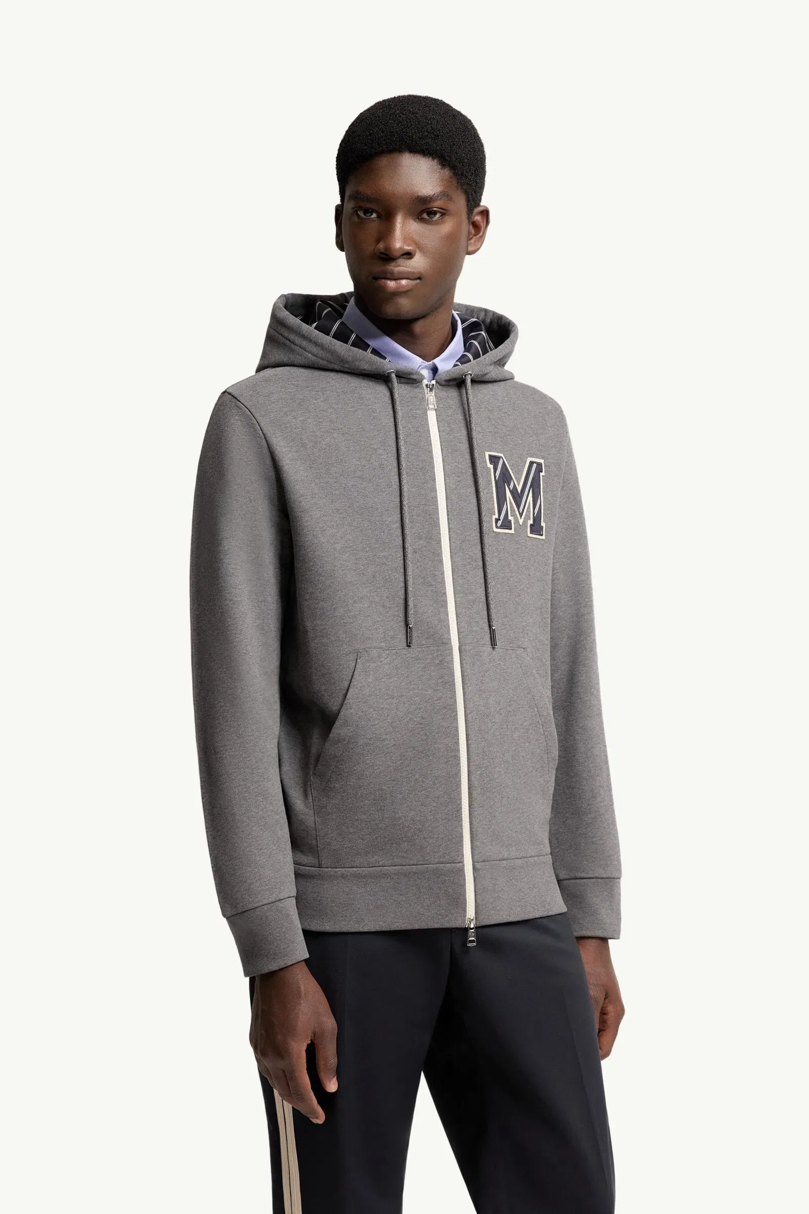 Moncler Monogram Cotton Zip-Up Hoodie Dark Grey Dark Grey