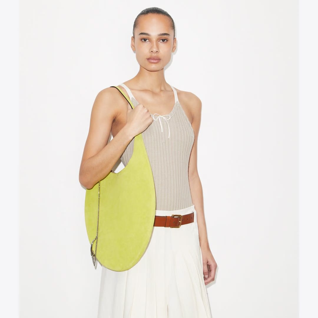 Tory Burch Pierced Soft Suede Bag Citrus Green