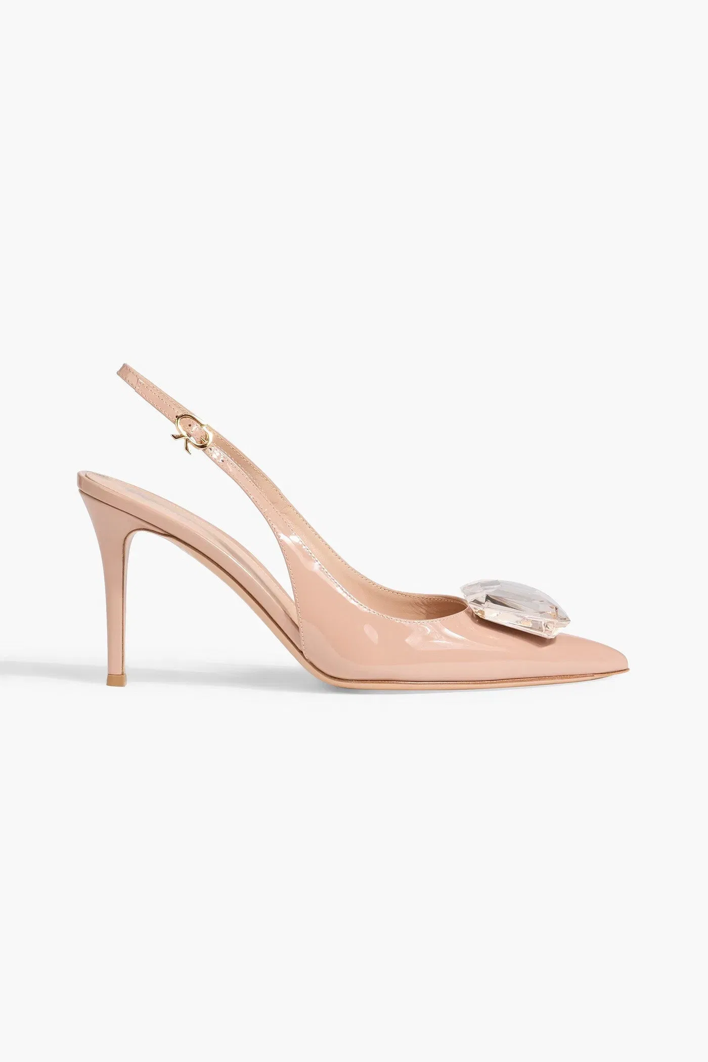 Gianvito Rossi Jaipur Crystal-Embellished Patent-Leather Slingback Pumps Blush Women's