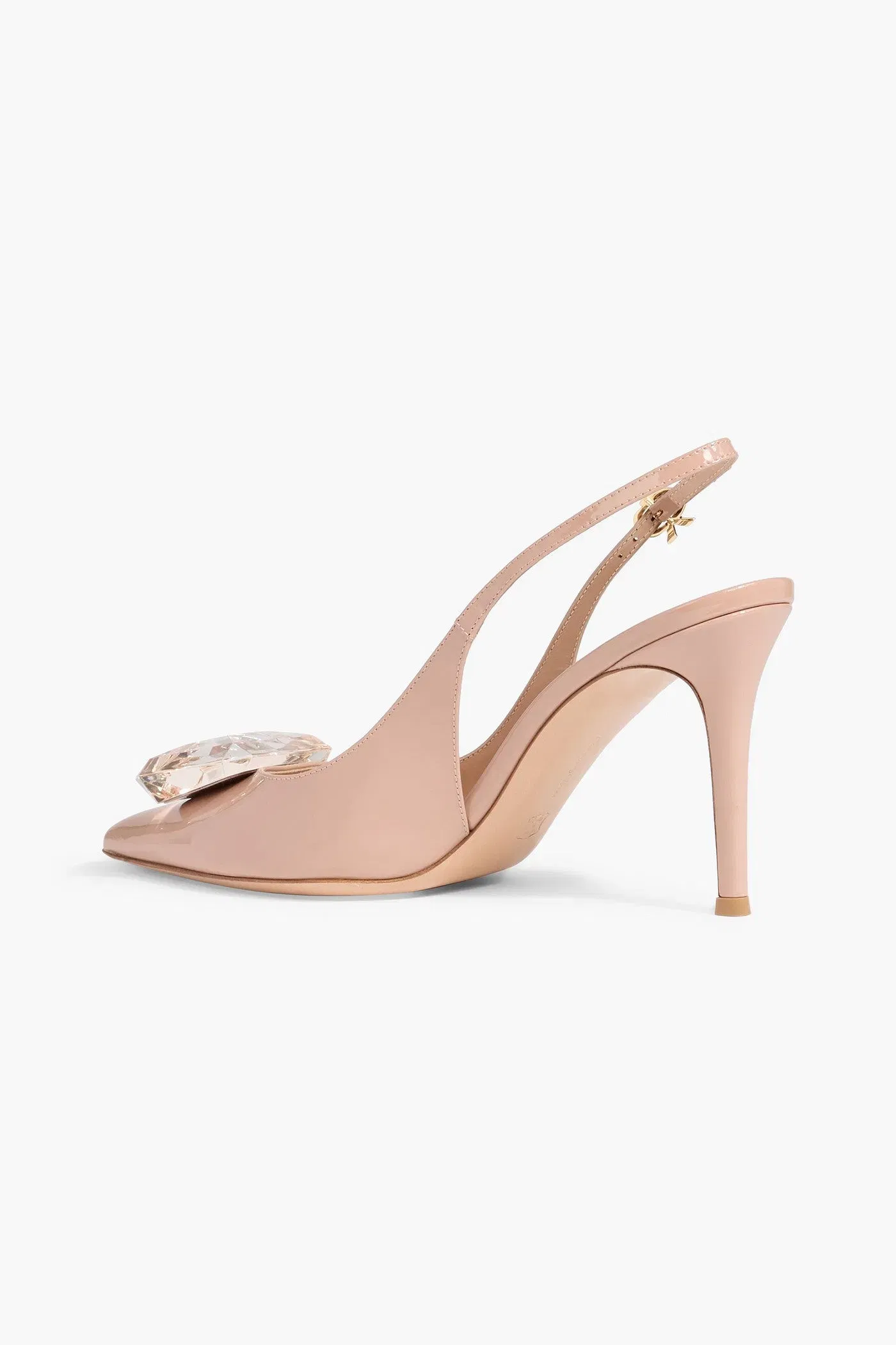 Gianvito Rossi Jaipur Crystal-Embellished Patent-Leather Slingback Pumps Blush Women's