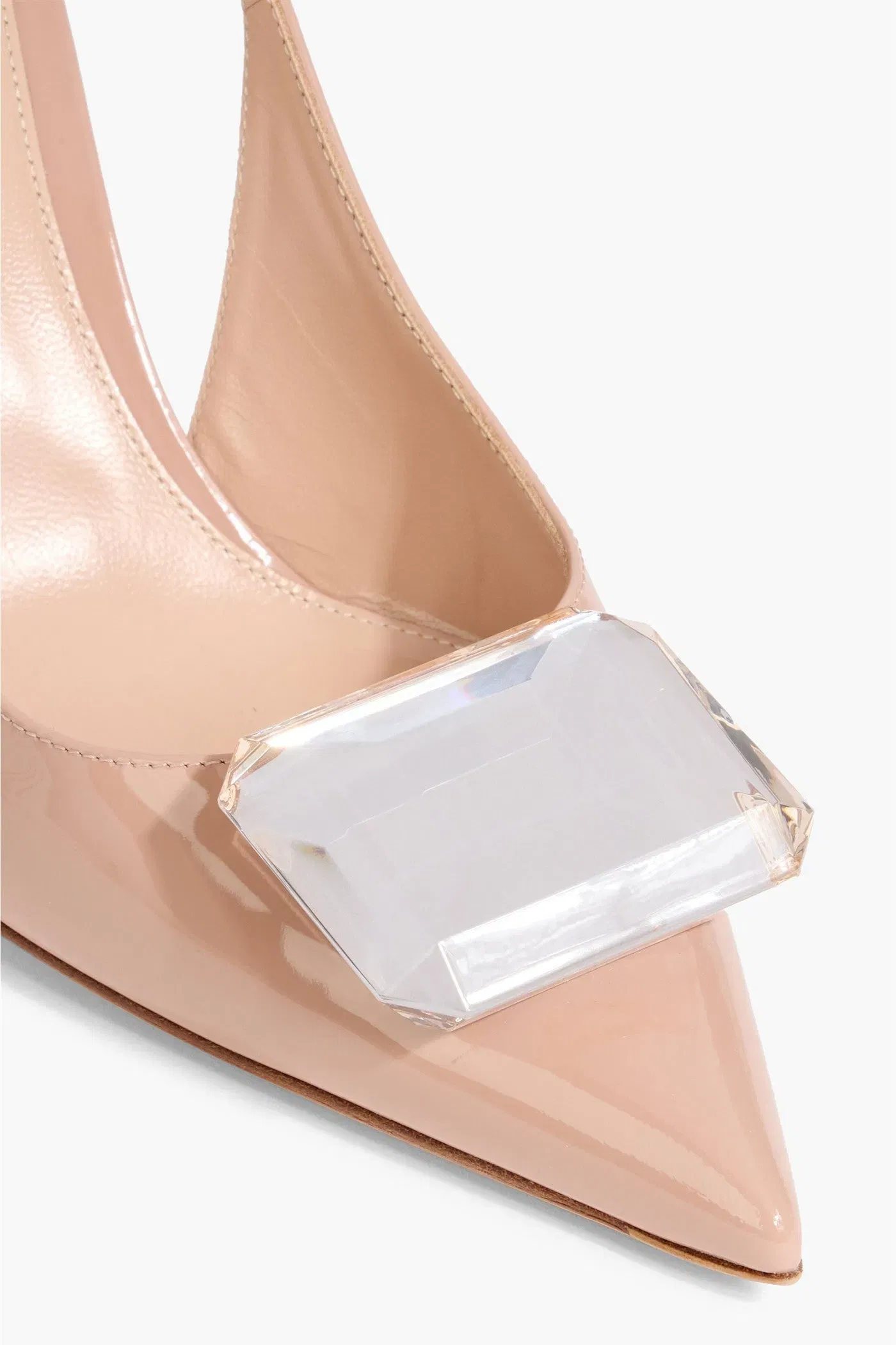 Gianvito Rossi Jaipur Crystal-Embellished Patent-Leather Slingback Pumps Blush Women's