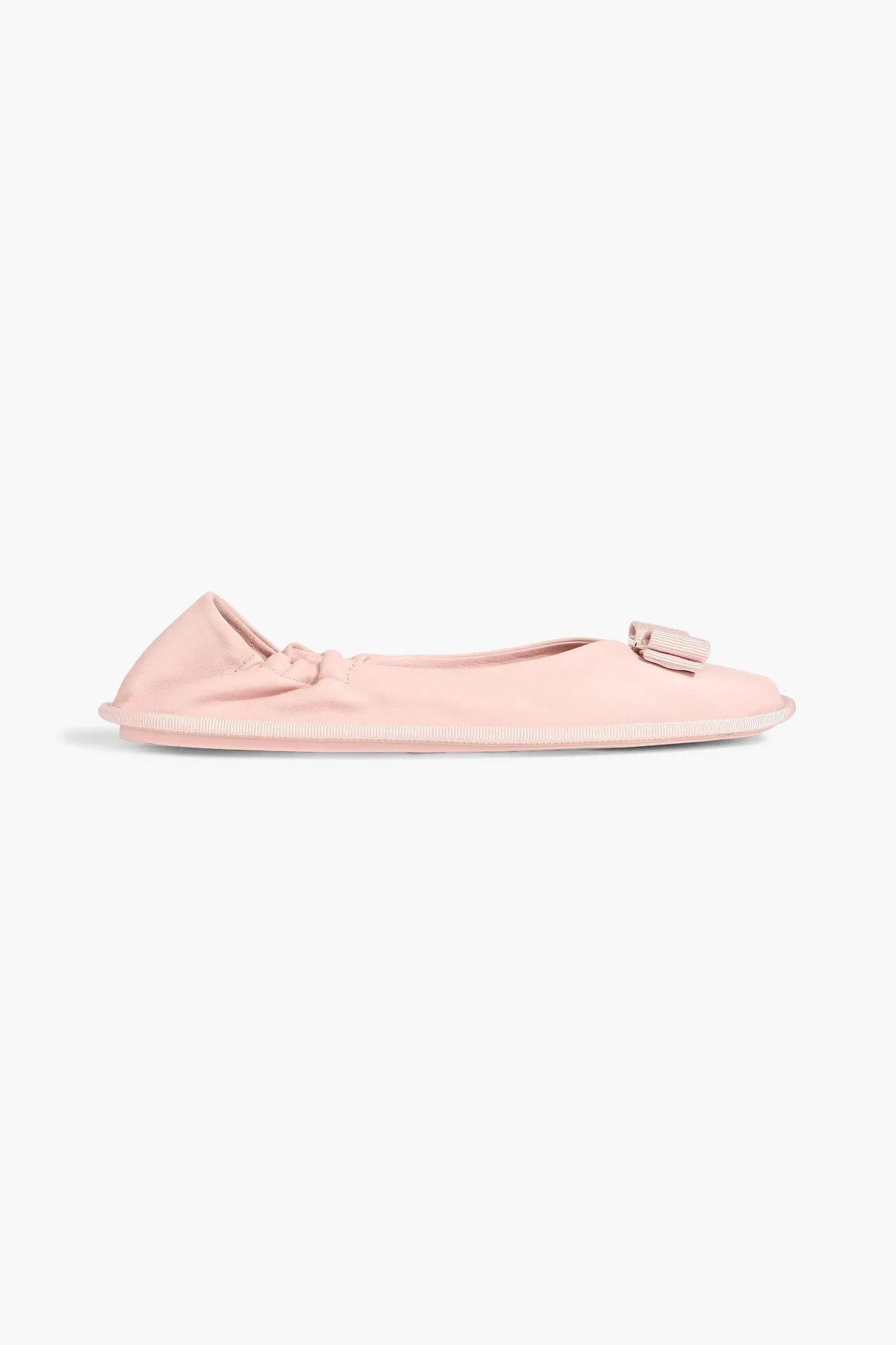 Ferragamo Varina Bow-Detailed Leather Ballet Flats Pastel Pink Women's