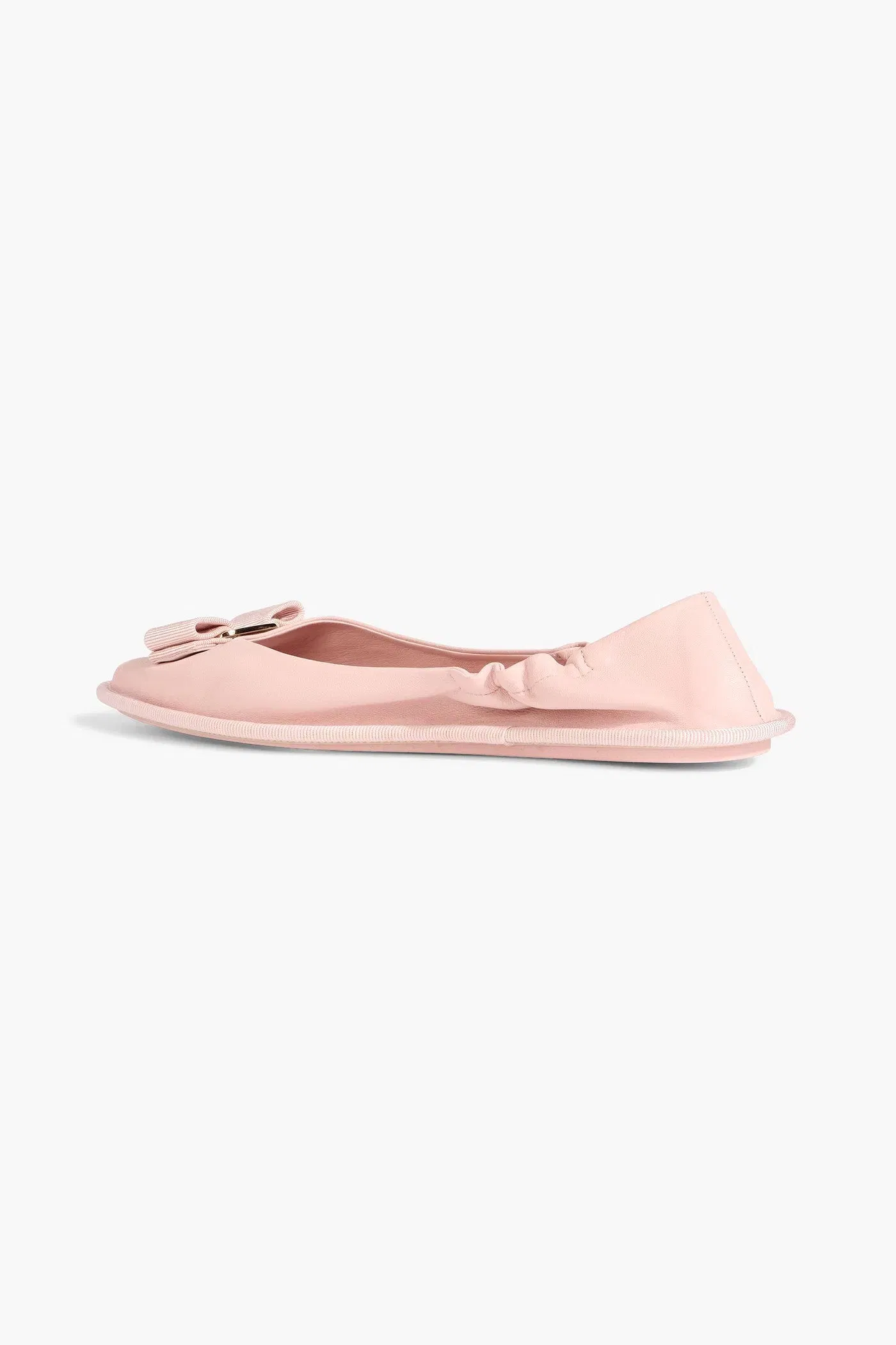 Ferragamo Varina Bow-Detailed Leather Ballet Flats Pastel Pink Women's