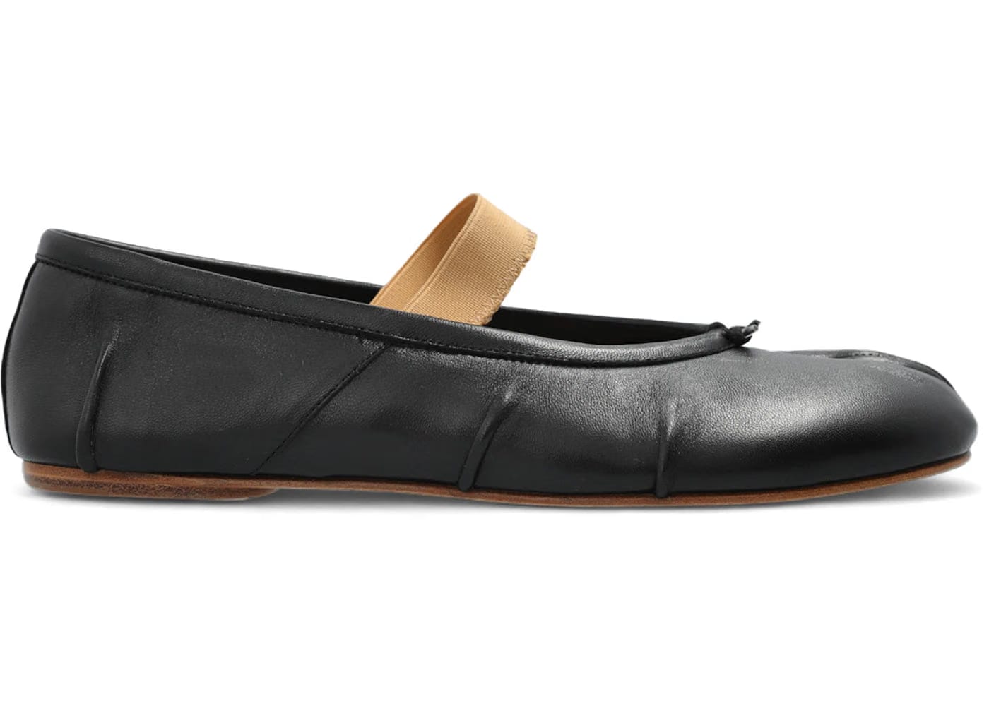 Maison Margiela Tabi Ballerina Flat Elastic Band Black Nude Womens