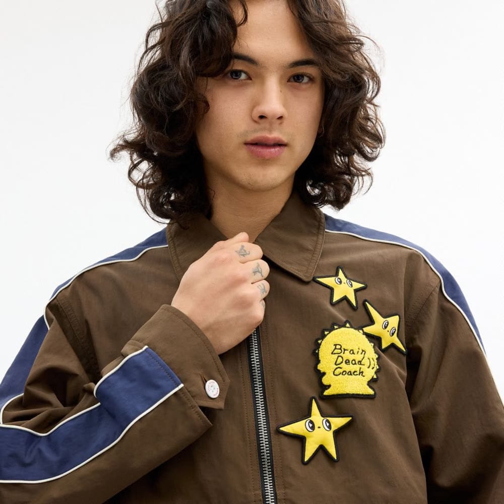 Coach Coach | Brain Dead Nylon Racer Jacket In Recycled Polyamide Brown
