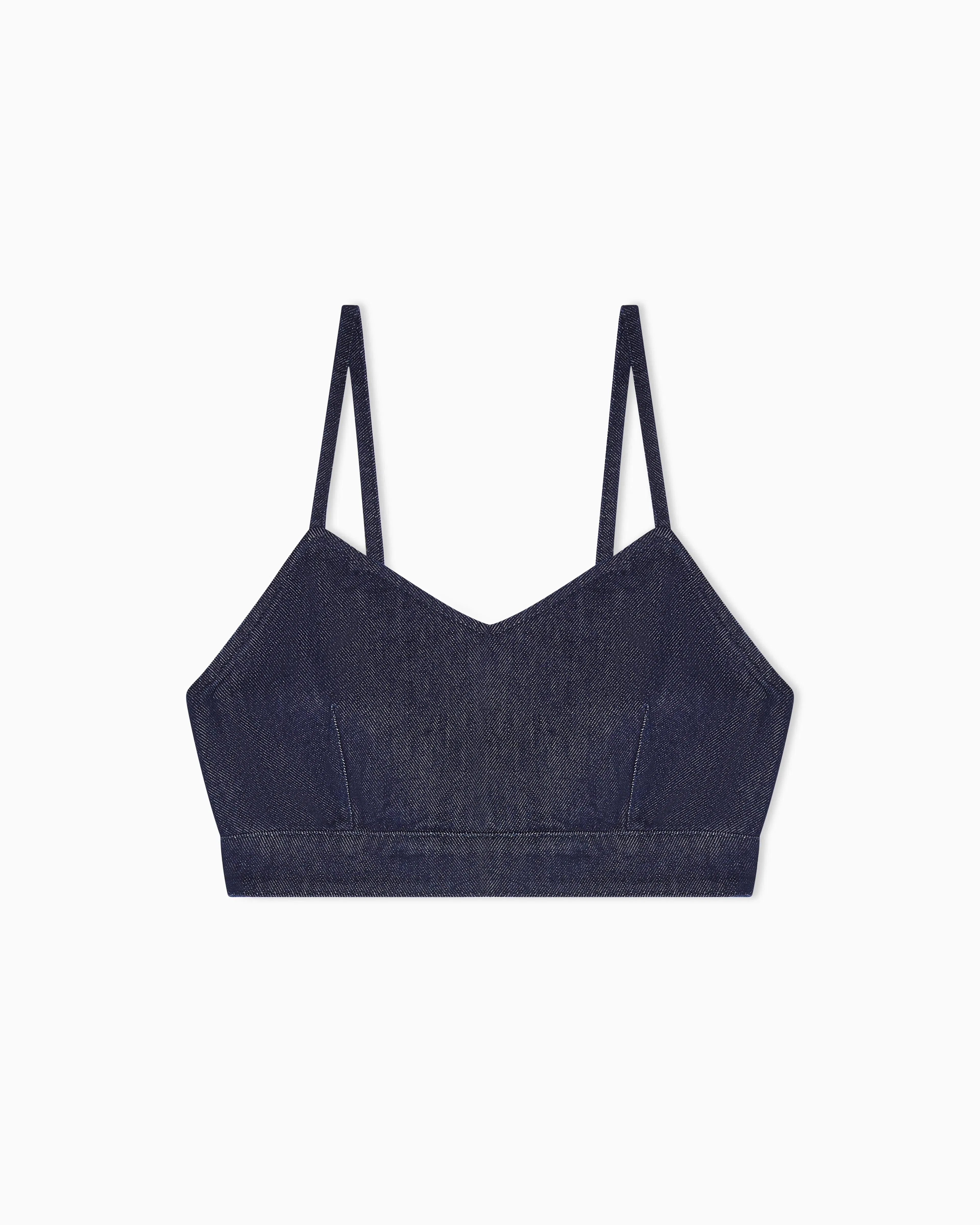Emporio Armani 11 oz denim top with gold buttons