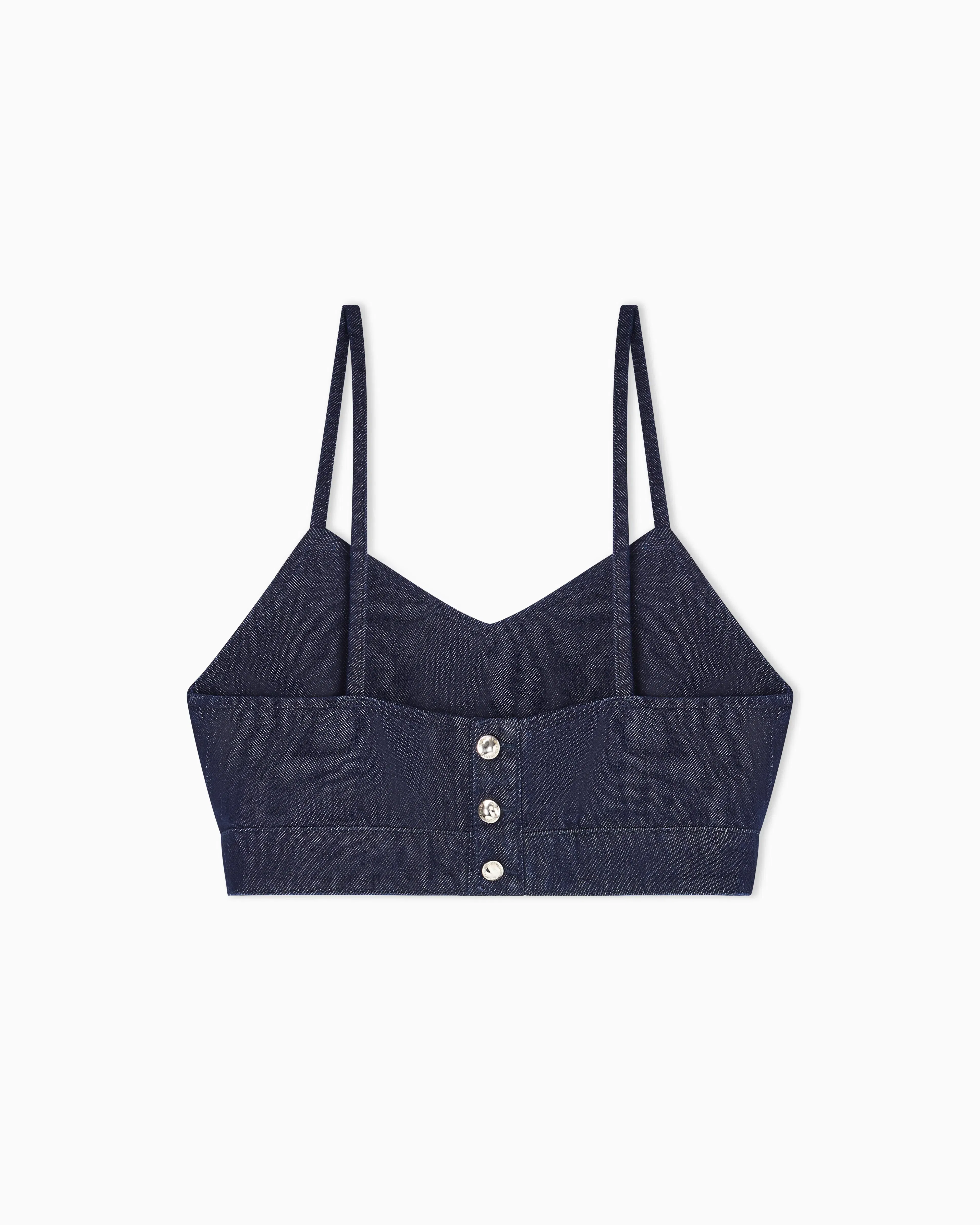 Emporio Armani 11 oz denim top with gold buttons